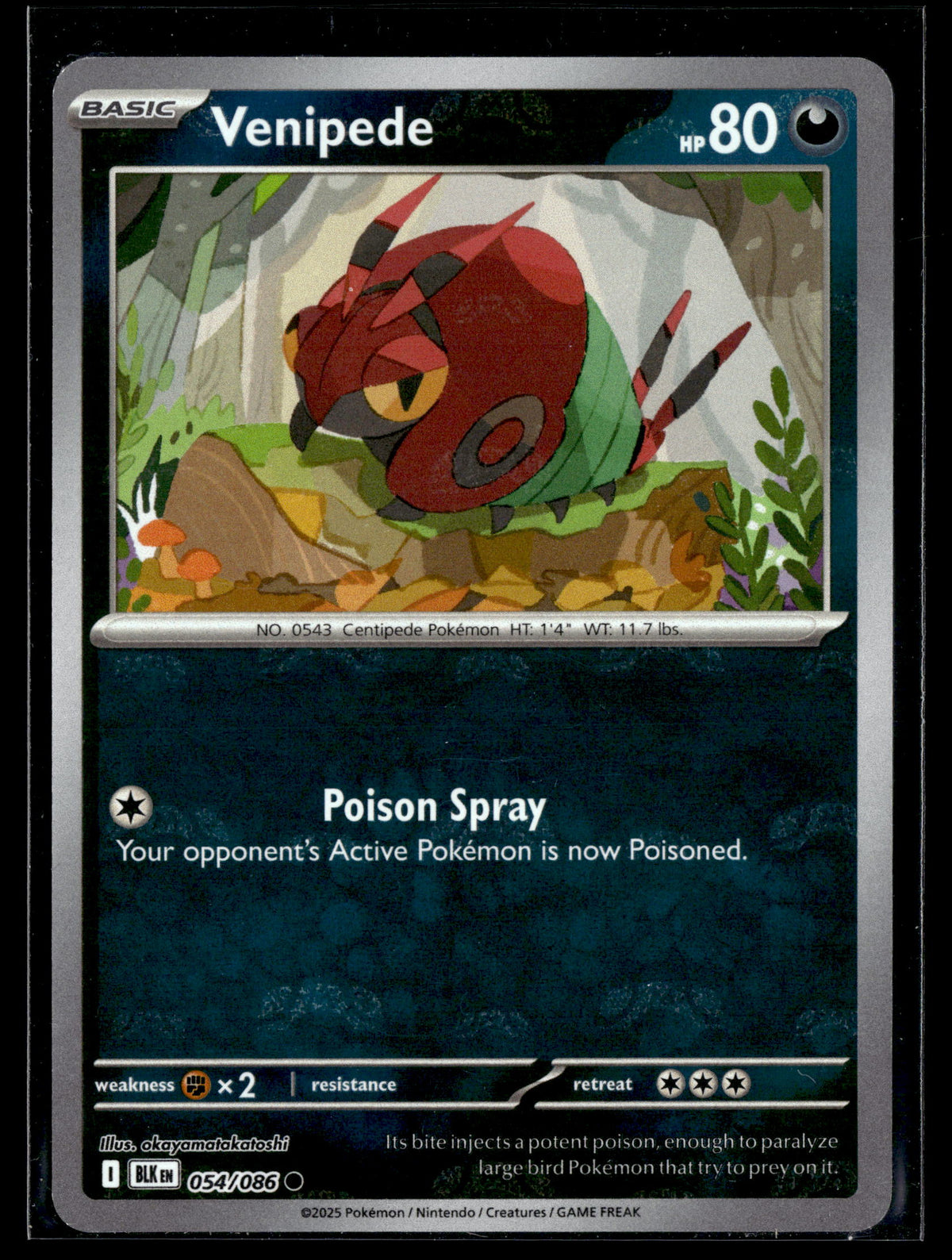 Pokemon tcg SV: Black Bolt #054/086 Venipede (Master Ball Pattern)