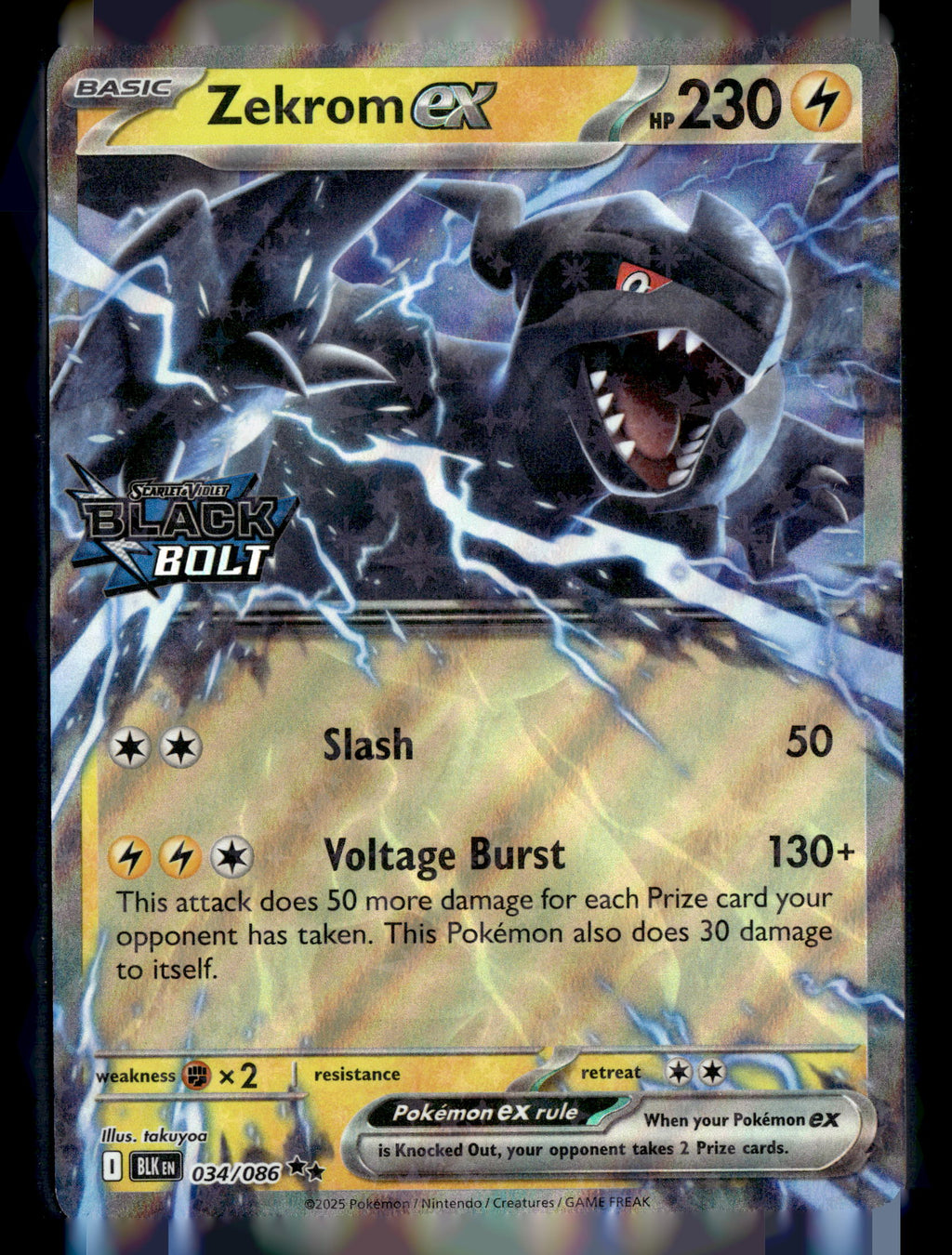 Pokemon tcg SV: Black Bolt #034/086 Zekrom ex (Black Bolt Stamped)