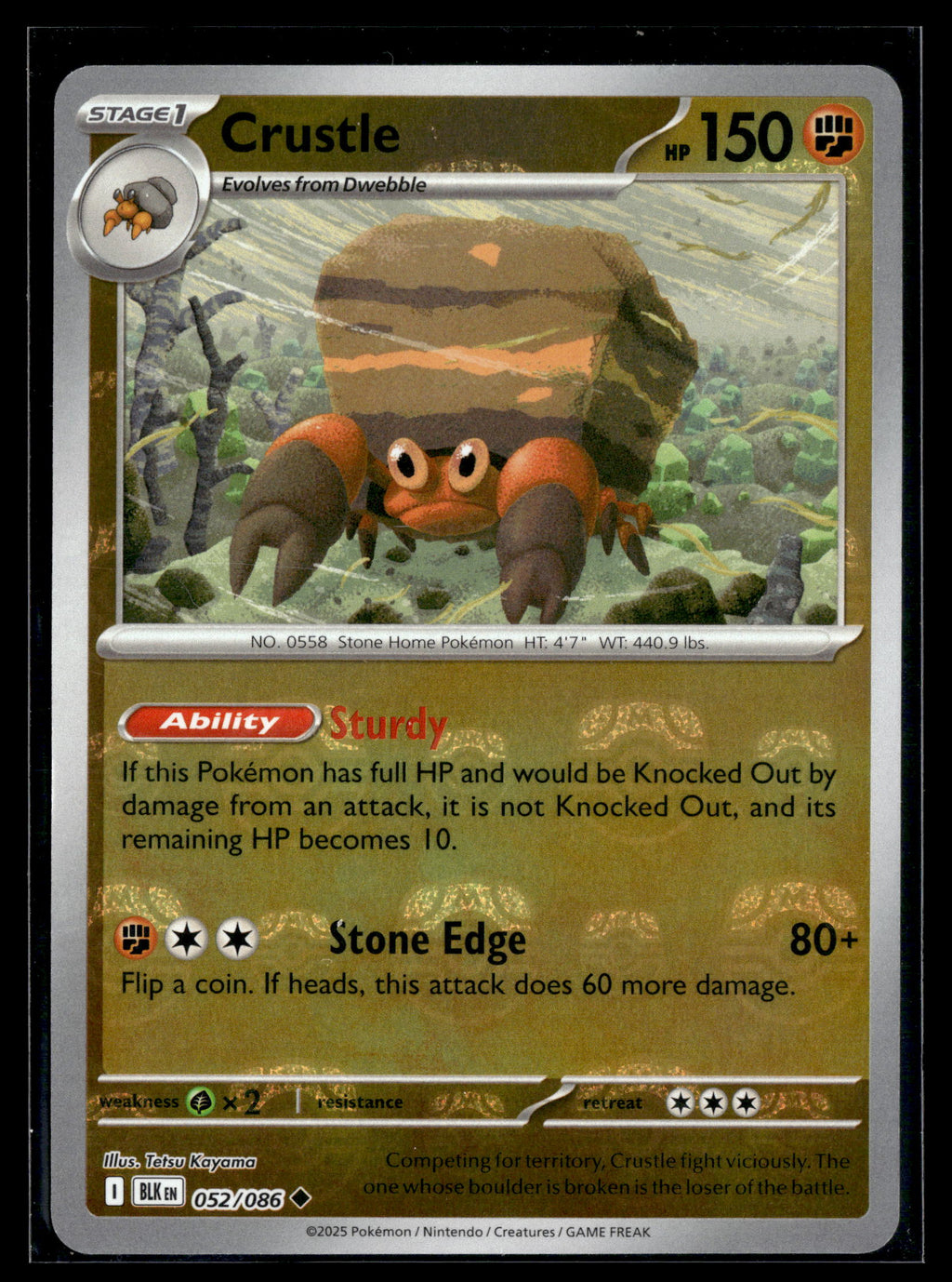 Pokemon tcg SV: Black Bolt #052/086 Crustle (Master Ball Pattern)