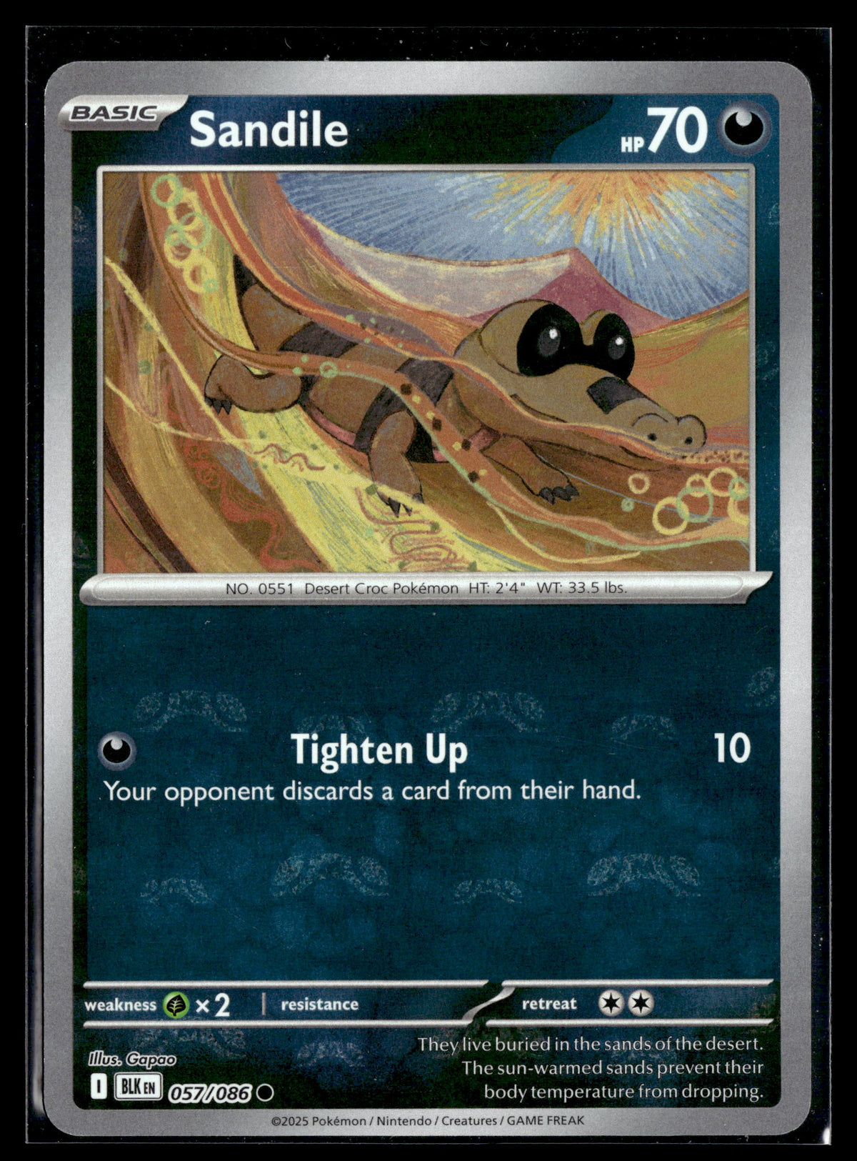 Pokemon tcg SV: Black Bolt #057/086 Sandile (Master Ball Pattern)