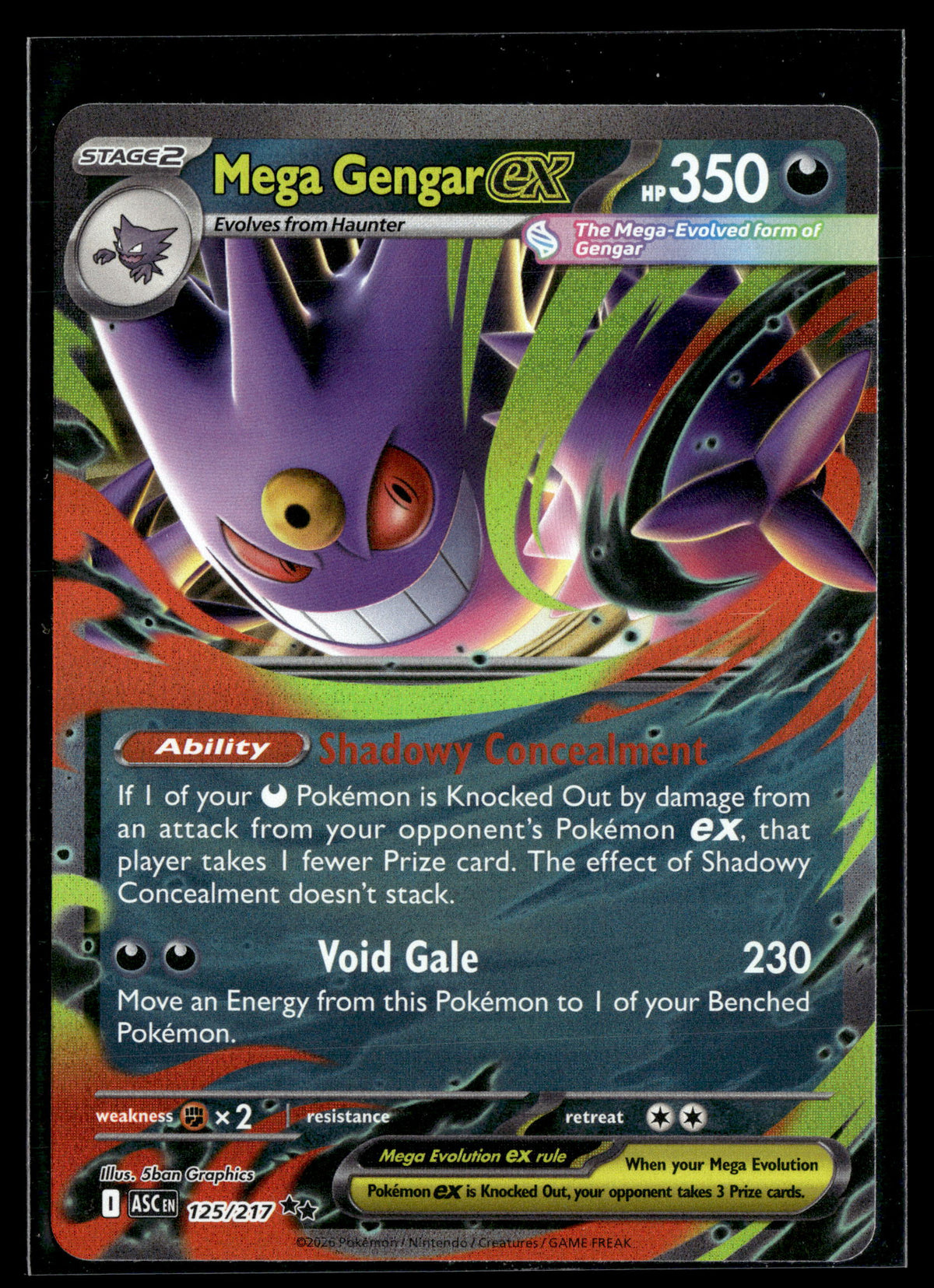 Pokemon tcg ME: Ascended Heroes #125/217 Mega Gengar ex