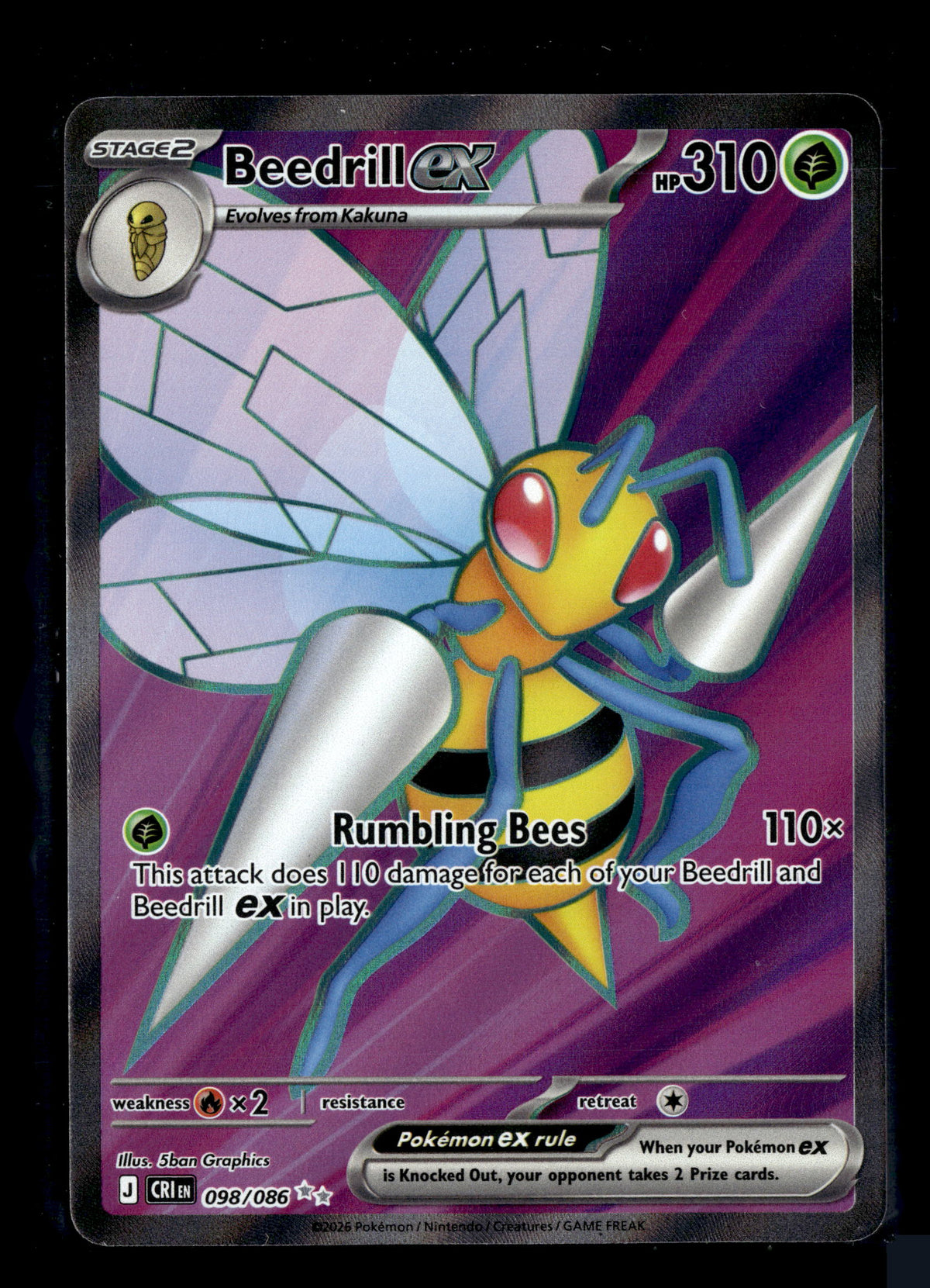 Pokemon tcg ME04: Chaos Rising #098/086 Beedrill ex