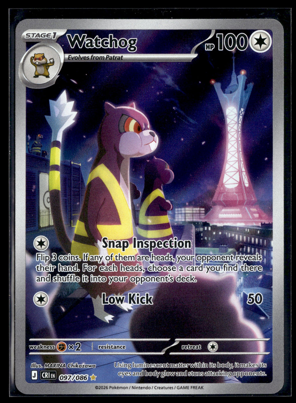 Pokemon tcg ME04: Chaos Rising #097/086 Watchog