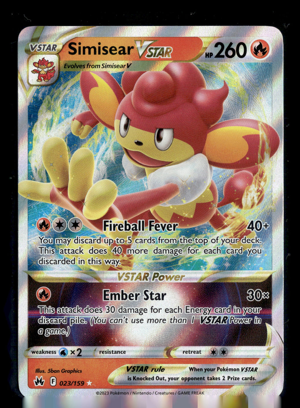 Pokemon tcg SWSH: Crown Zenith #023/159 Simisear VSTAR