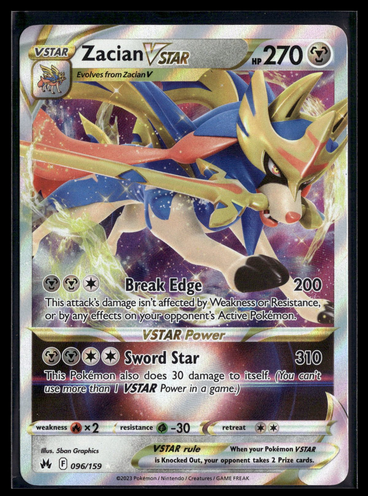 Pokemon tcg SWSH: Crown Zenith #096/159 Zacian VSTAR