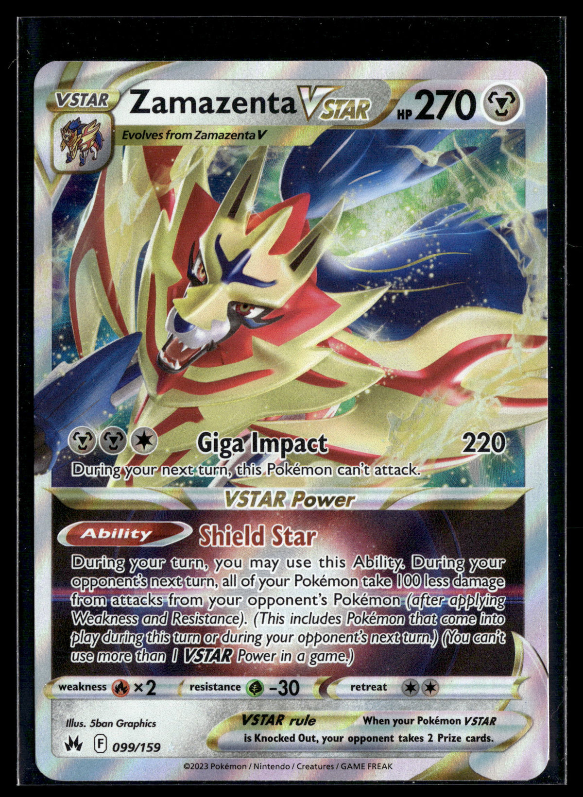 Pokemon tcg SWSH: Crown Zenith #099/159 Zamazenta VSTAR
