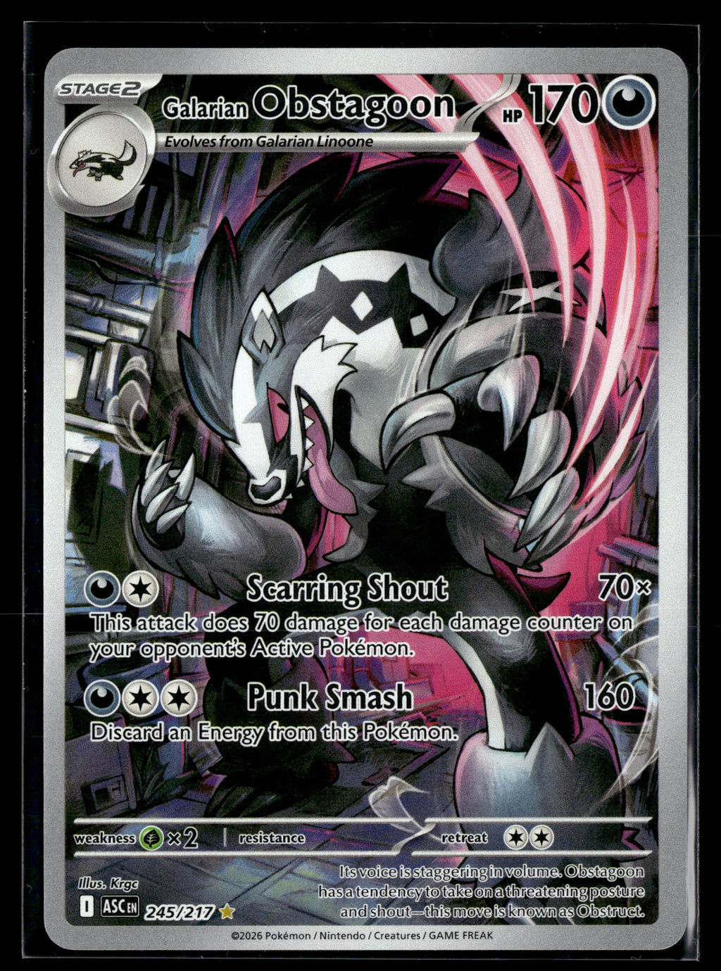 Pokemon tcg ME: Ascended Heroes #245/217 Galarian Obstagoon