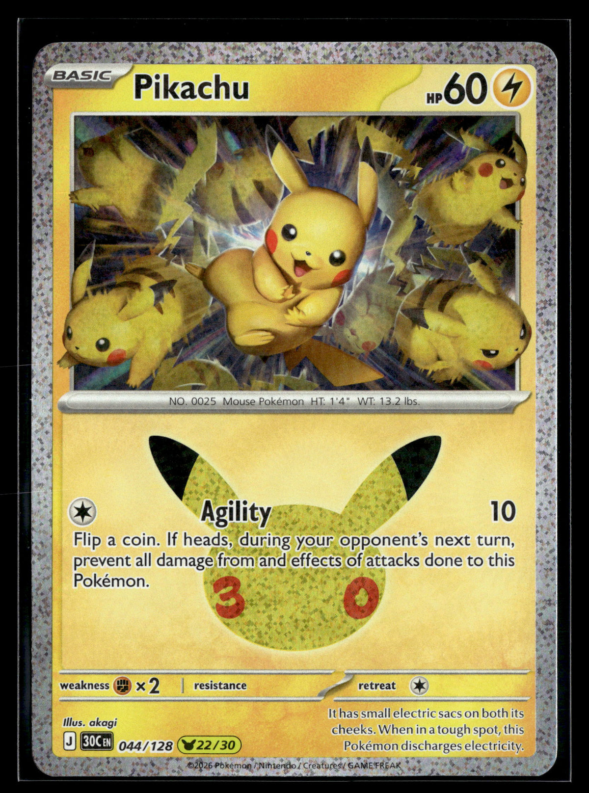 Pokemon tcg ME: 30th Celebration #044/128 Pikachu