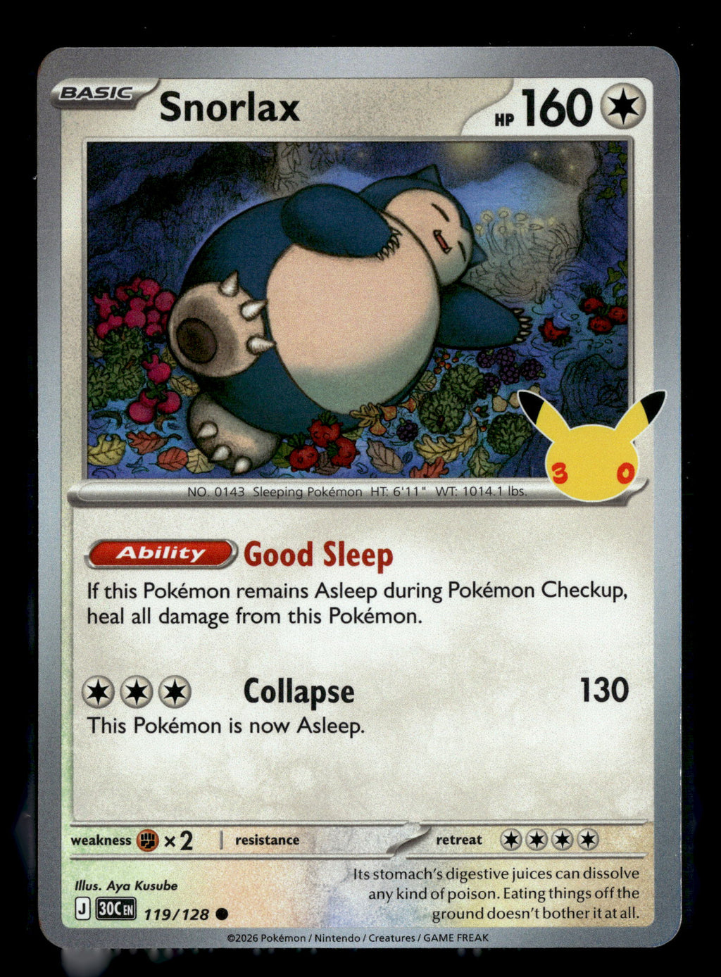 Pokemon tcg ME: 30th Celebration #119/128 Snorlax