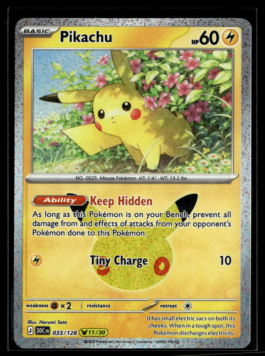 Pokemon tcg ME: 30th Celebration #033/128 Pikachu