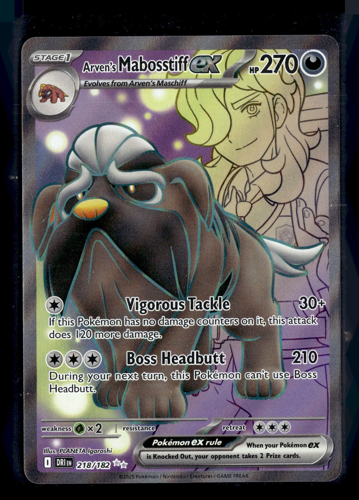 Pokemon tcg SV10: Destined Rivals #218/182 Arven's Mabosstiff ex