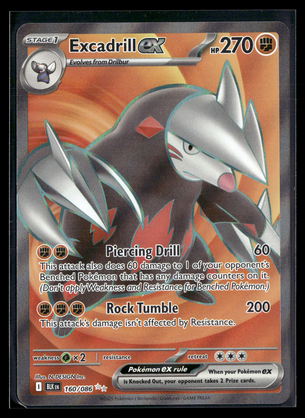 Pokemon tcg SV: Black Bolt #160/086 Excadrill ex