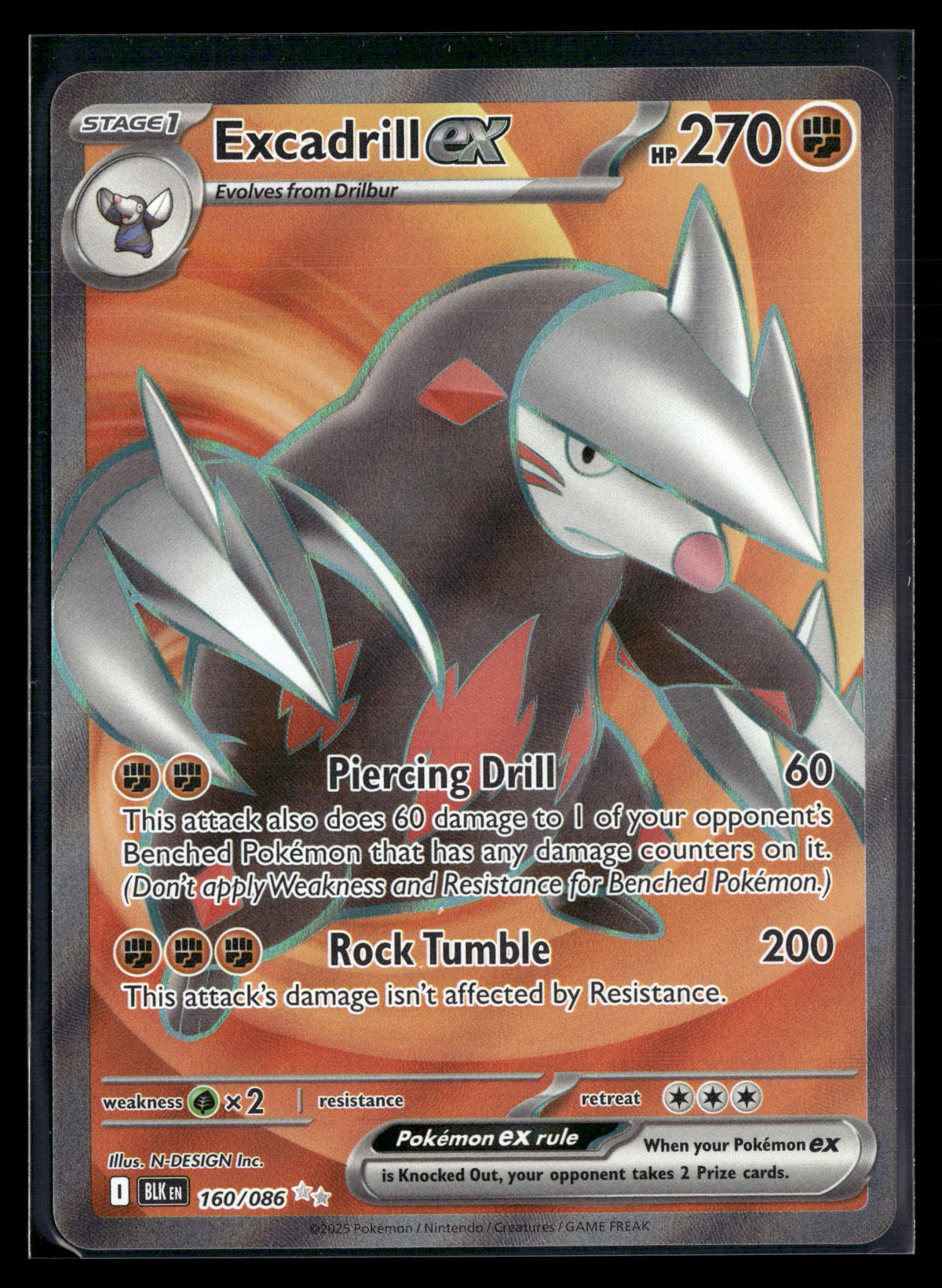 Pokemon tcg SV: Black Bolt #160/086 Excadrill ex