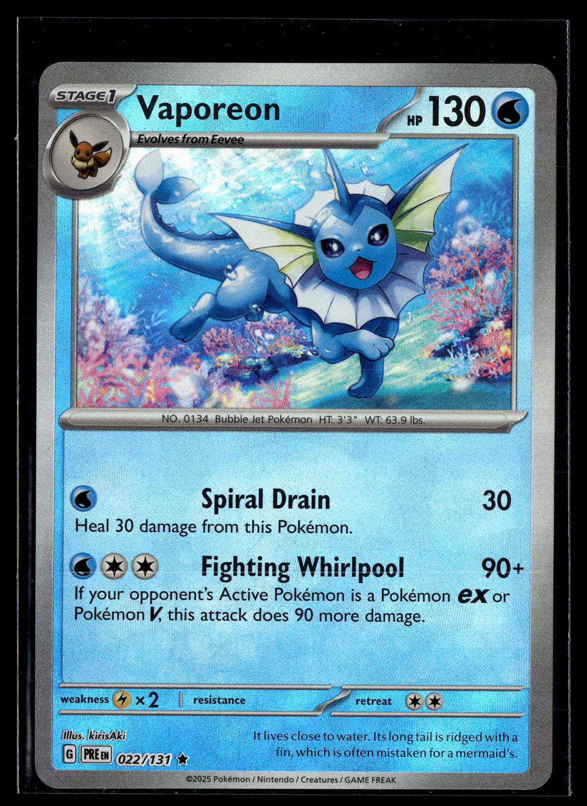 Pokemon tcg SV: Prismatic Evolutions #022/131 Vaporeon (Poke Ball Pattern)