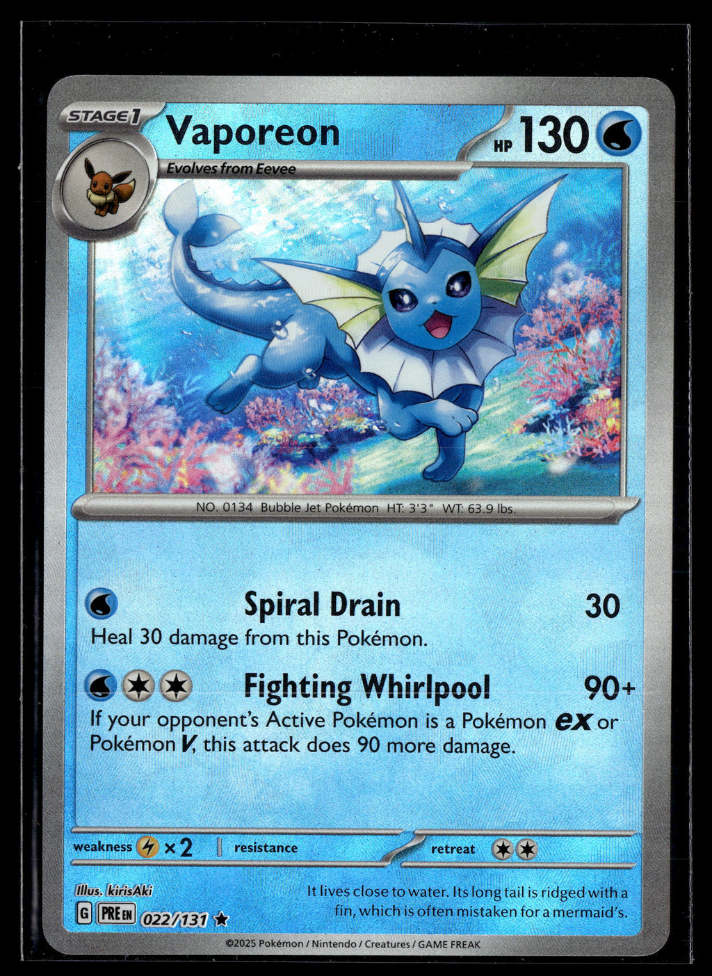 Pokemon tcg SV: Prismatic Evolutions #022/131 Vaporeon (Poke Ball Pattern)