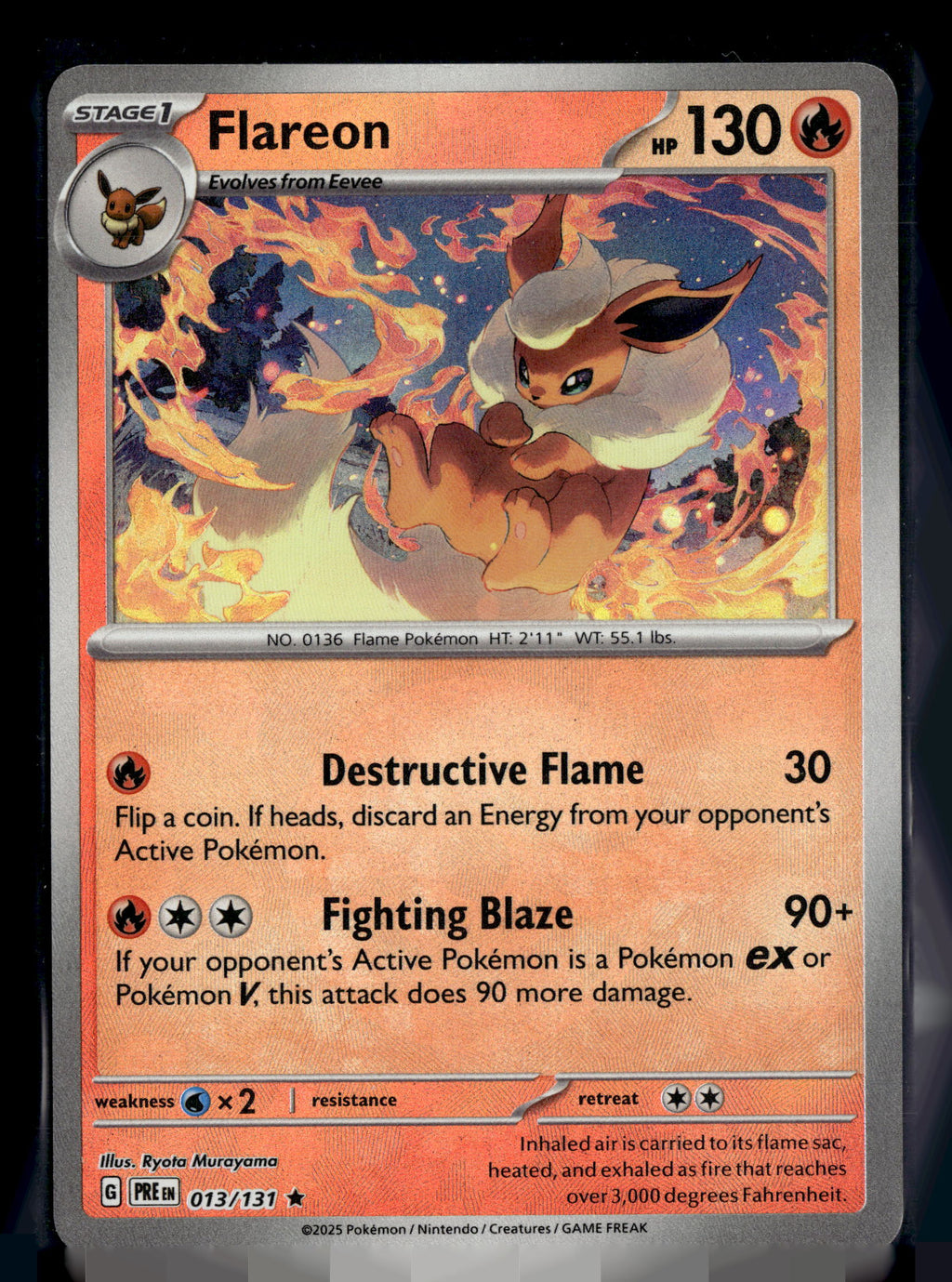 Pokemon tcg SV: Prismatic Evolutions #013/131 Flareon (Poke Ball Pattern)