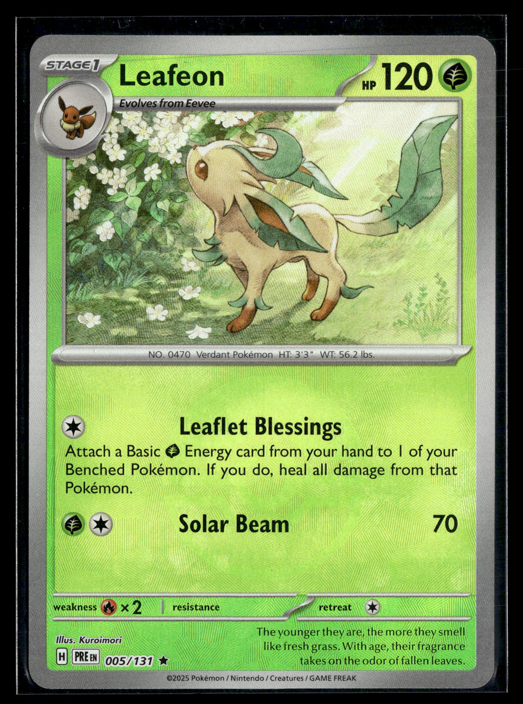 Pokemon tcg SV: Prismatic Evolutions #005/131 Leafeon (Poke Ball Pattern)