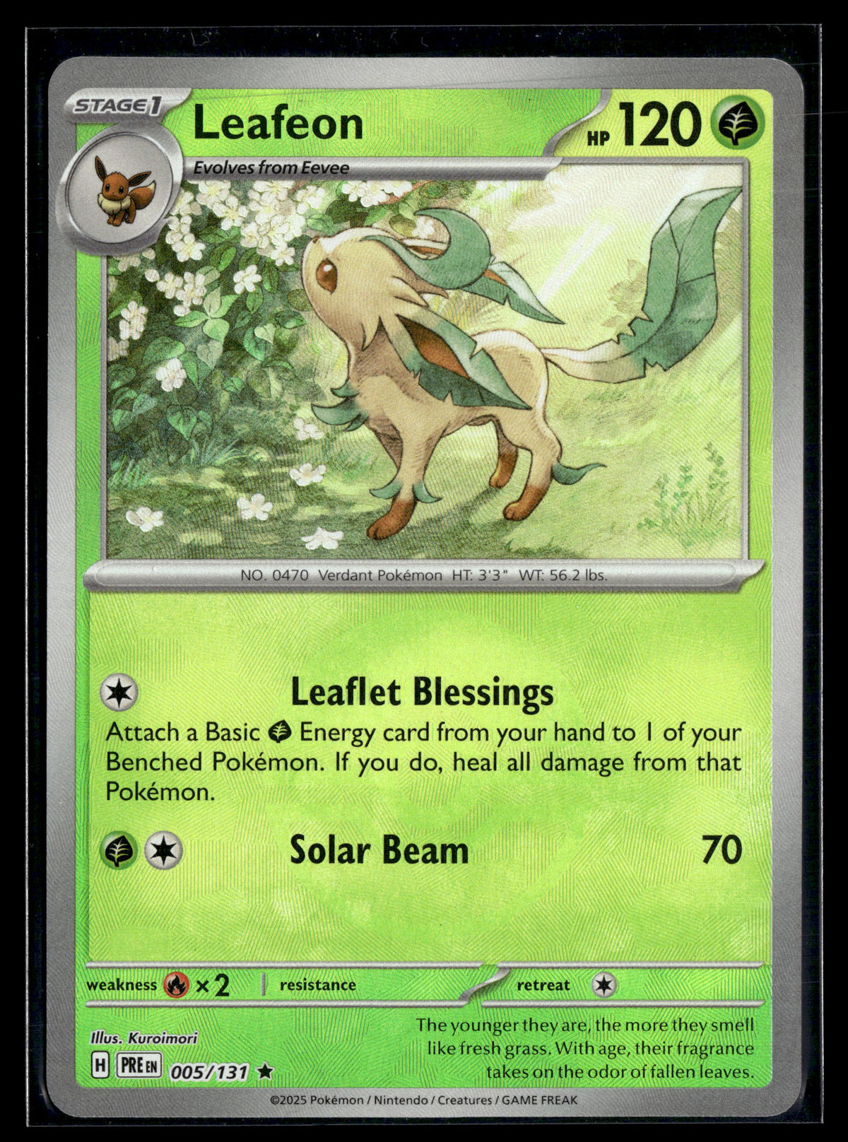 Pokemon tcg SV: Prismatic Evolutions #005/131 Leafeon (Poke Ball Pattern)