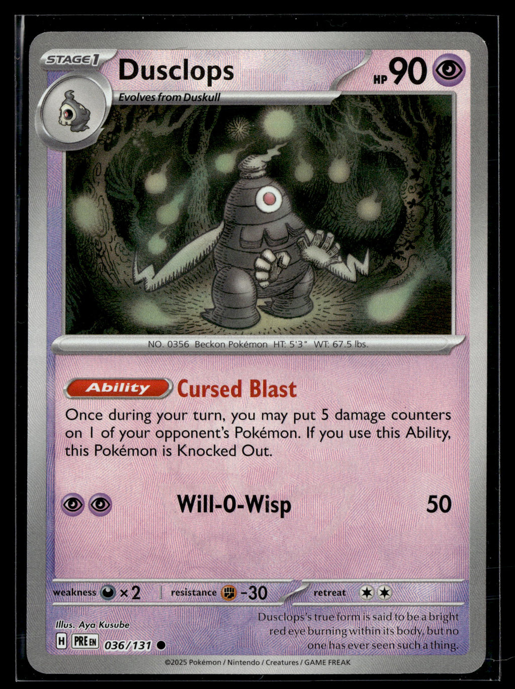 Pokemon tcg SV: Prismatic Evolutions #036/131 Dusclops (Master Ball Pattern)