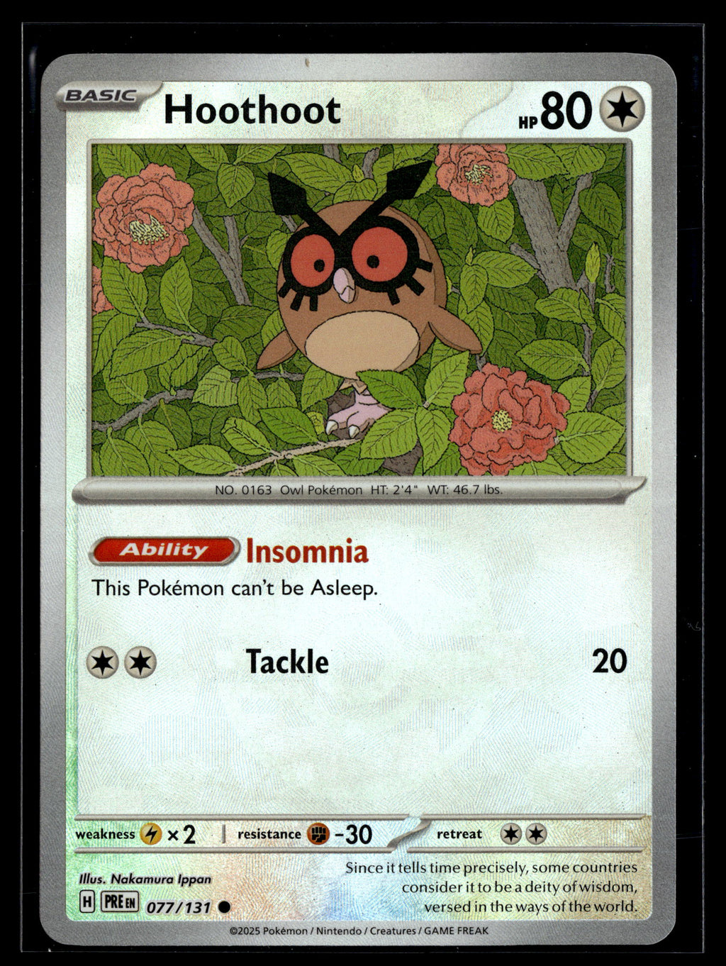 Pokemon tcg SV: Prismatic Evolutions #077/131 Hoothoot (Master Ball Pattern)
