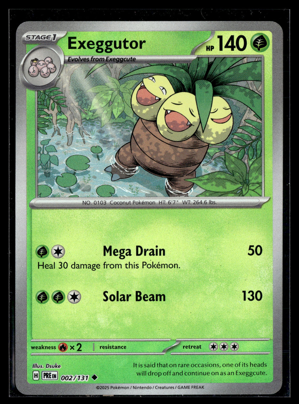 Pokemon tcg SV: Prismatic Evolutions #002/131 Exeggutor (Master Ball Pattern)