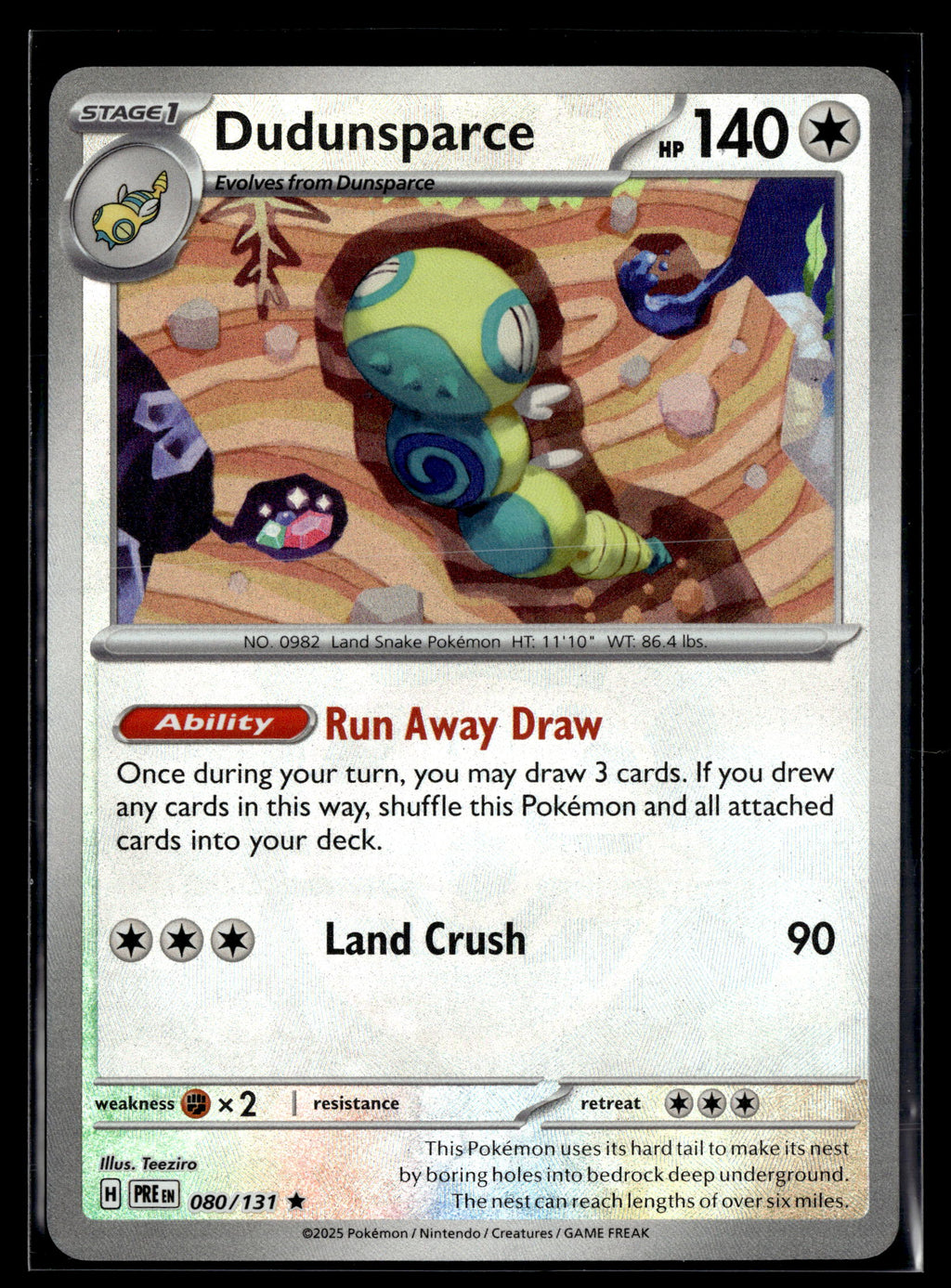 Pokemon tcg SV: Prismatic Evolutions #080/131 Dudunsparce (Master Ball Pattern)