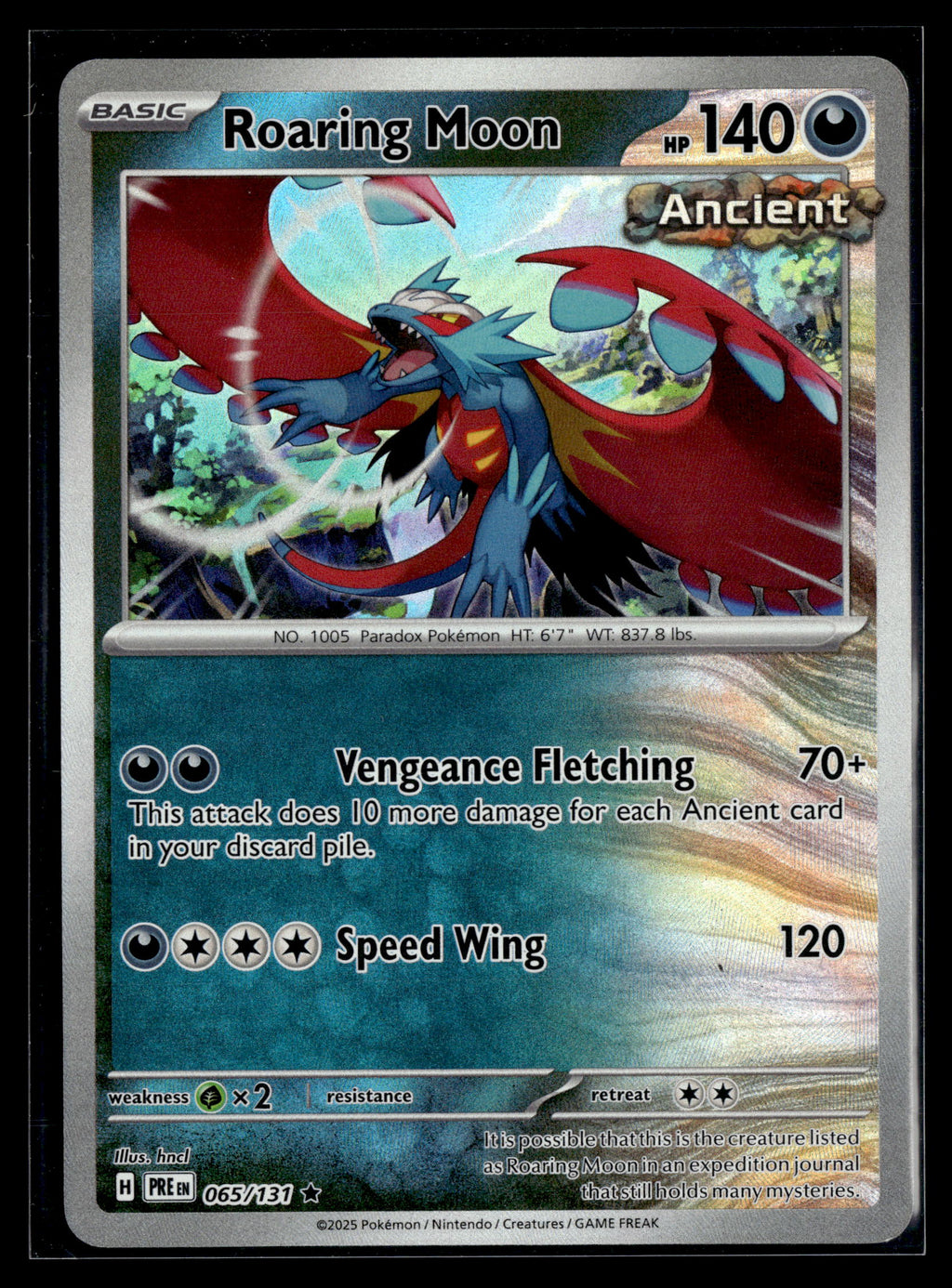 Pokemon tcg SV: Prismatic Evolutions #065/131 Roaring Moon (Master Ball Pattern)