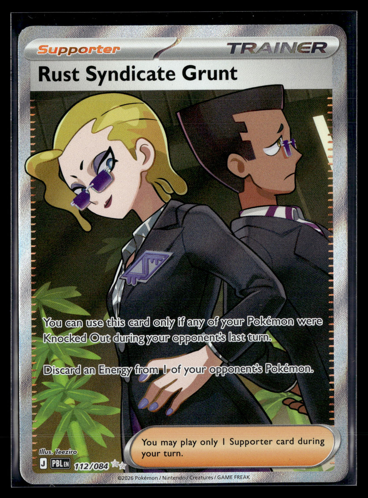 Pokemon tcg ME05: Pitch Black #112/084 Rust Syndicate Grunt