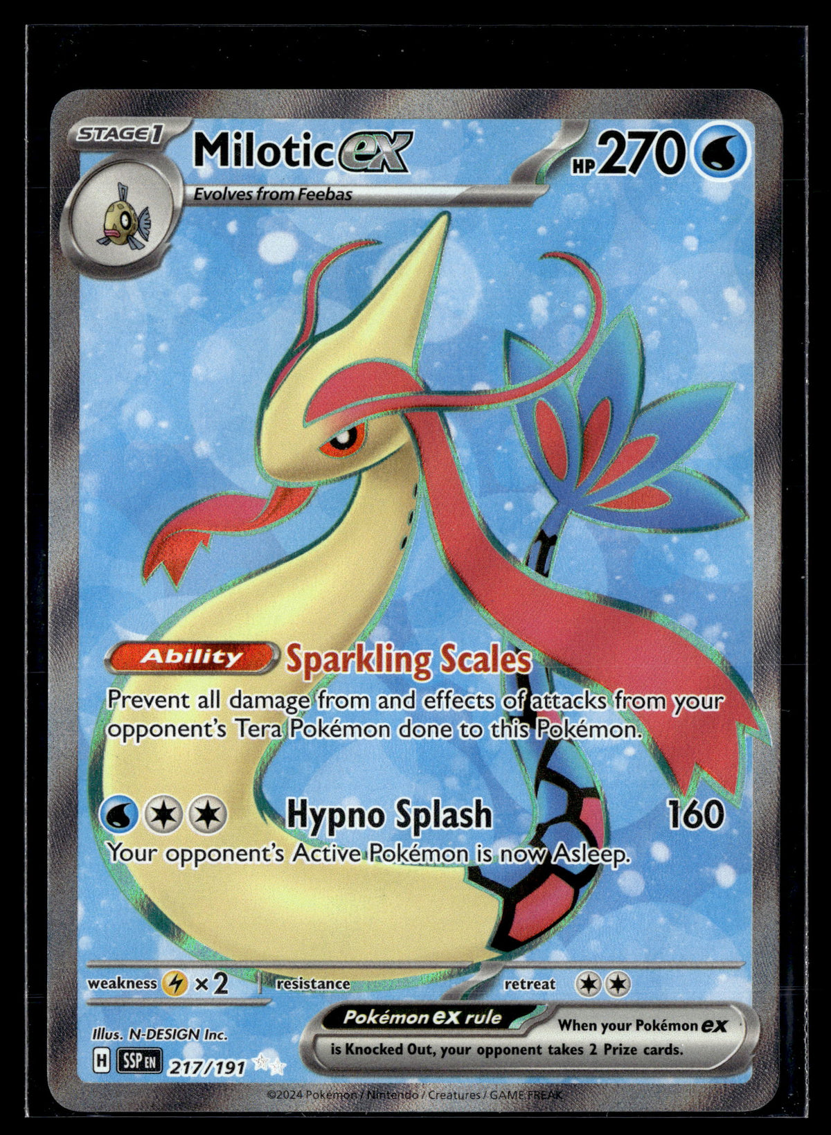 Pokemon tcg SV08: Surging Sparks #217/191 Milotic ex
