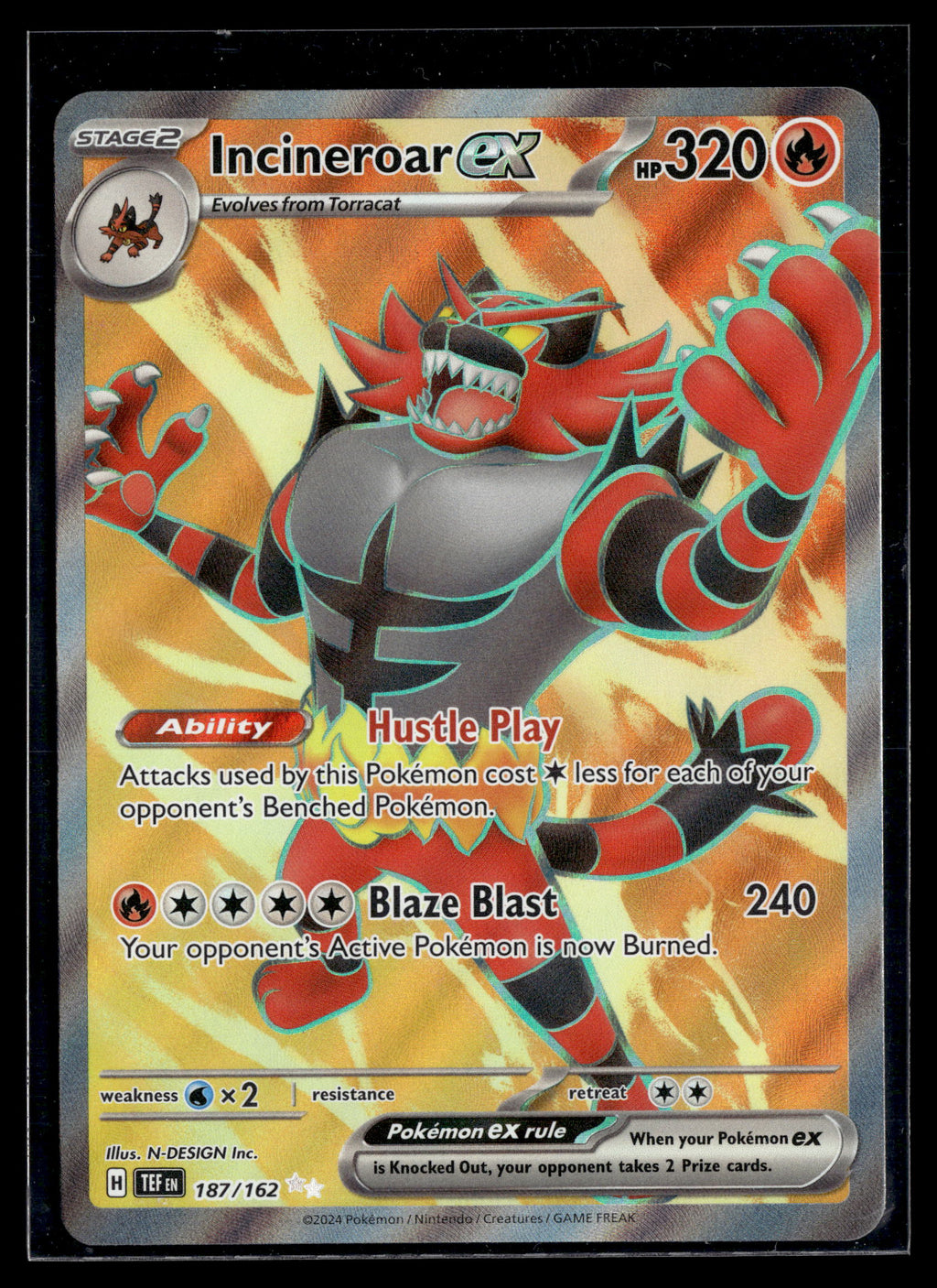 Pokemon tcg SV05: Temporal Forces #187/162 Incineroar ex