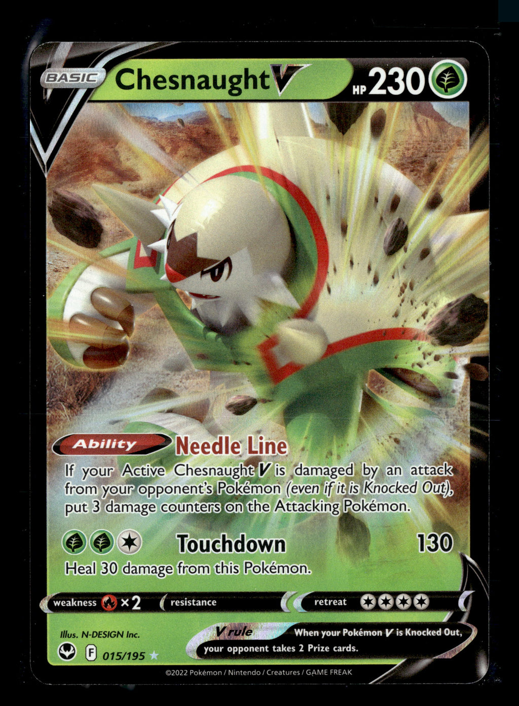 Pokemon tcg SWSH12: Silver Tempest #015/195 Chesnaught V