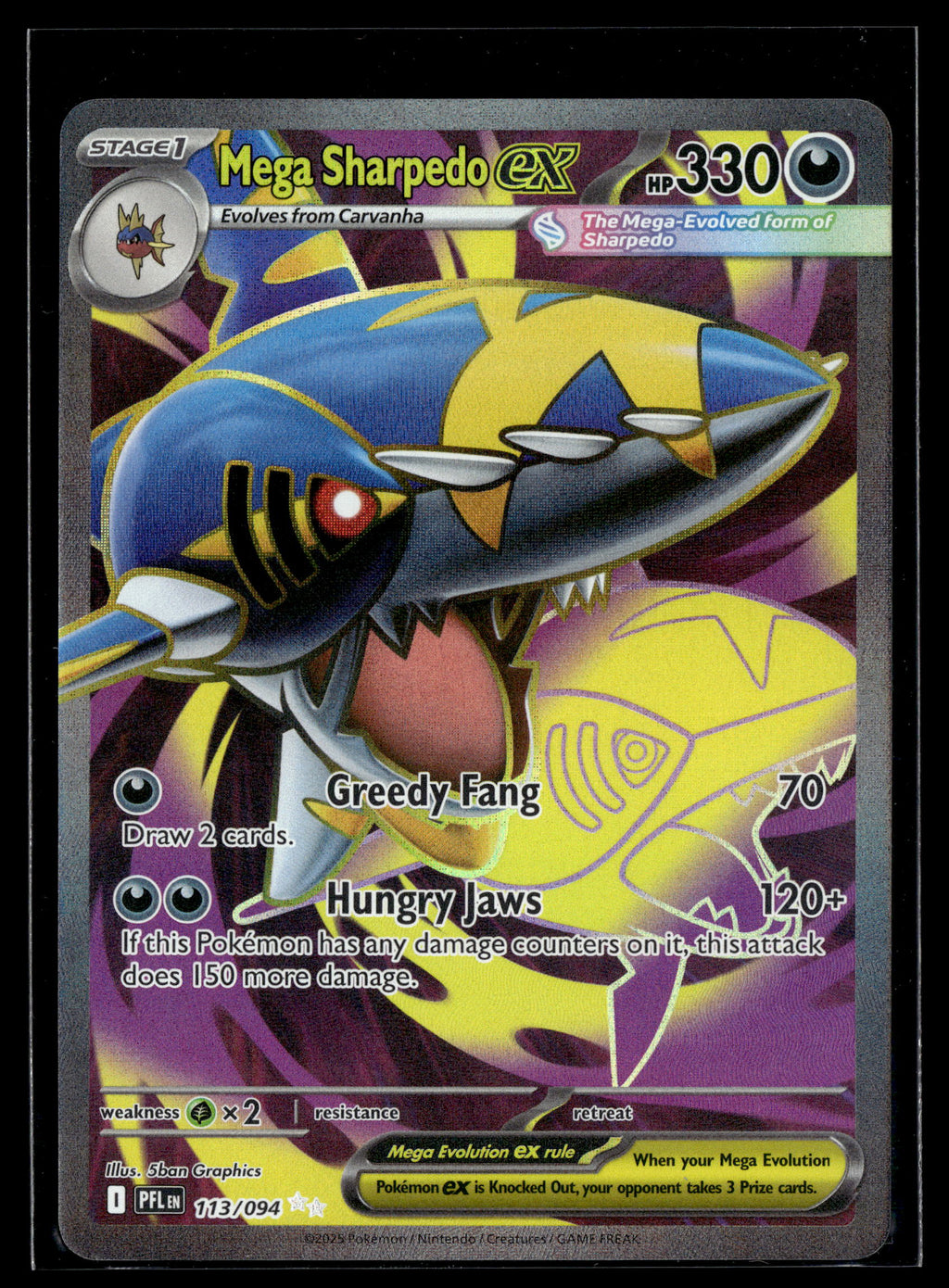 Pokemon tcg ME02: Phantasmal Flames #113/094 Mega Sharpedo ex