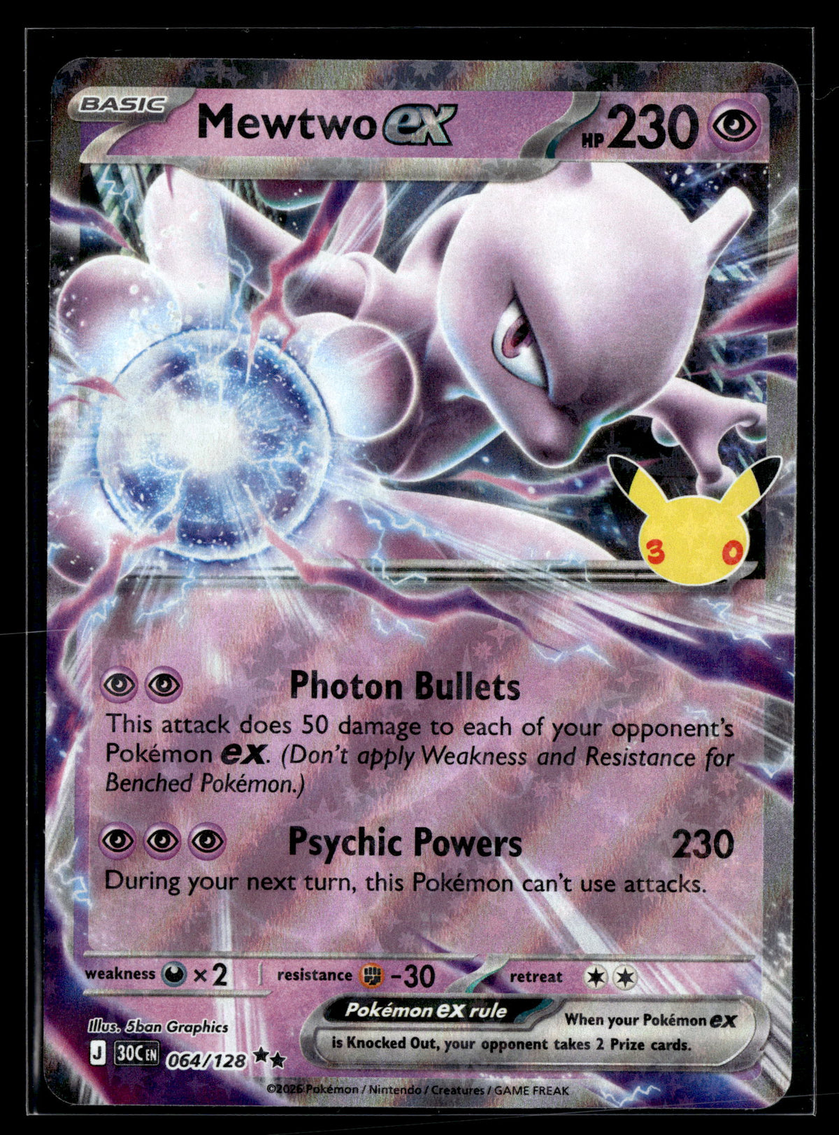 Pokemon tcg ME: 30th Celebration #064/128 Mewtwo ex