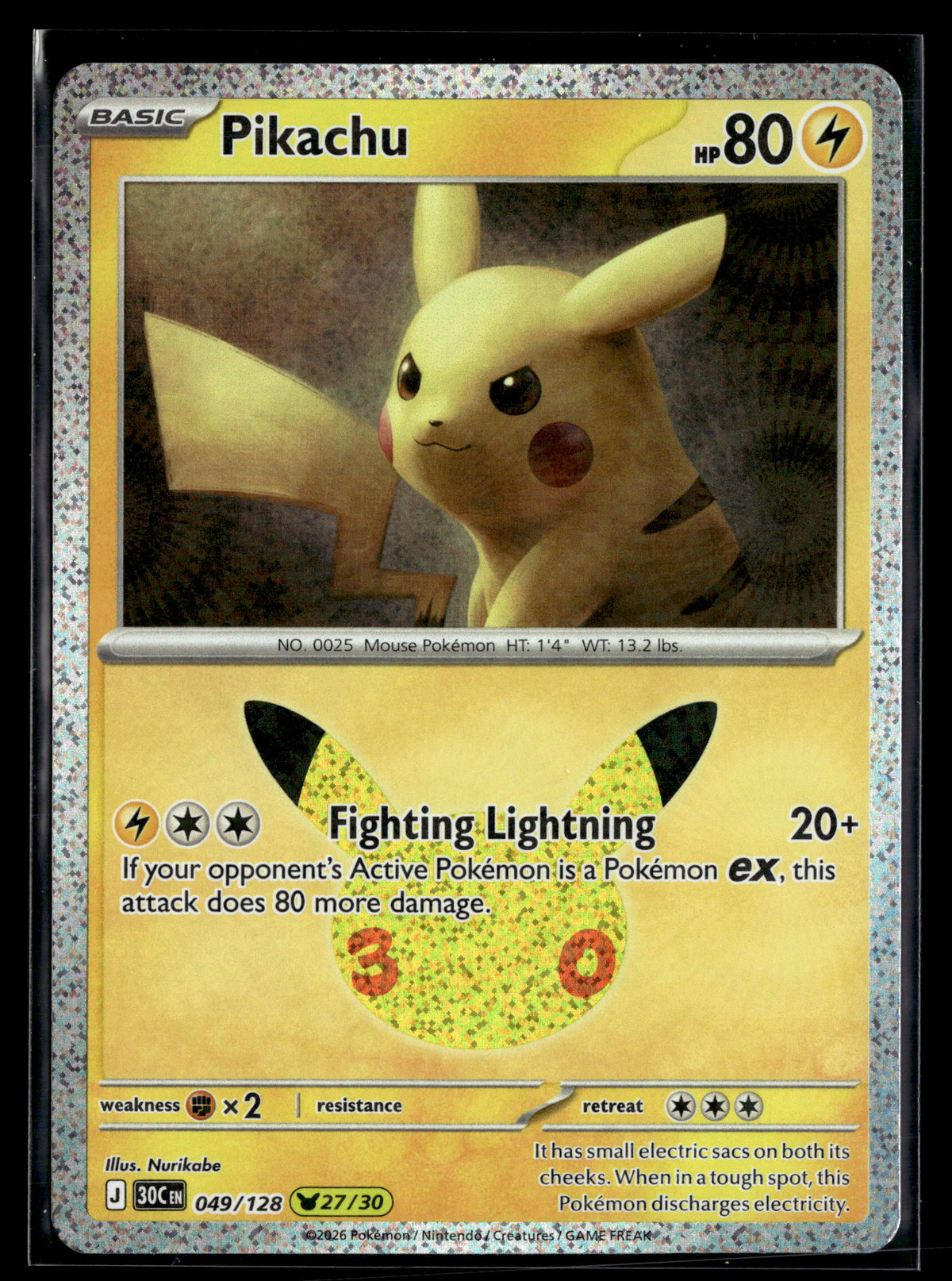 Pokemon tcg ME: 30th Celebration #049/128 Pikachu