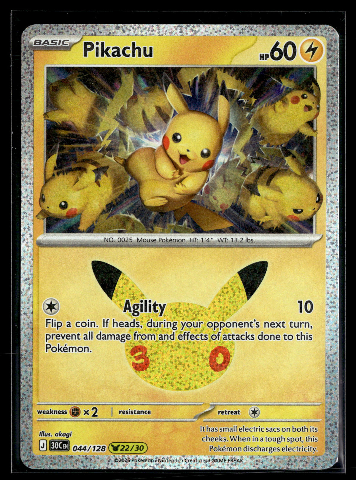 Pokemon tcg ME: 30th Celebration #044/128 Pikachu