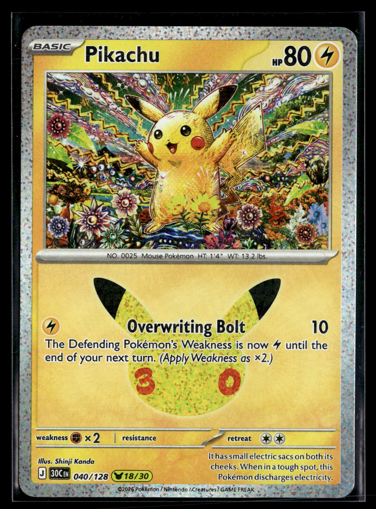 Pokemon tcg ME: 30th Celebration #040/128 Pikachu