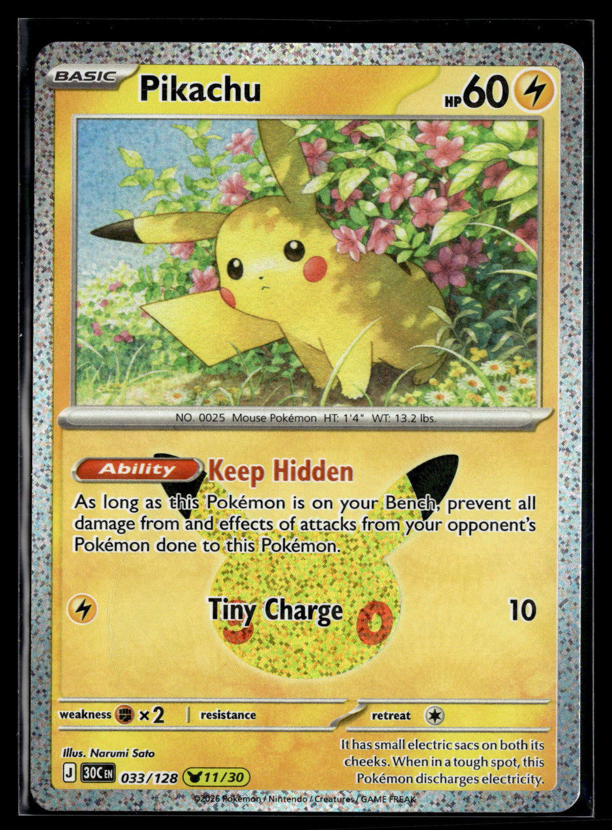 Pokemon tcg ME: 30th Celebration #033/128 Pikachu