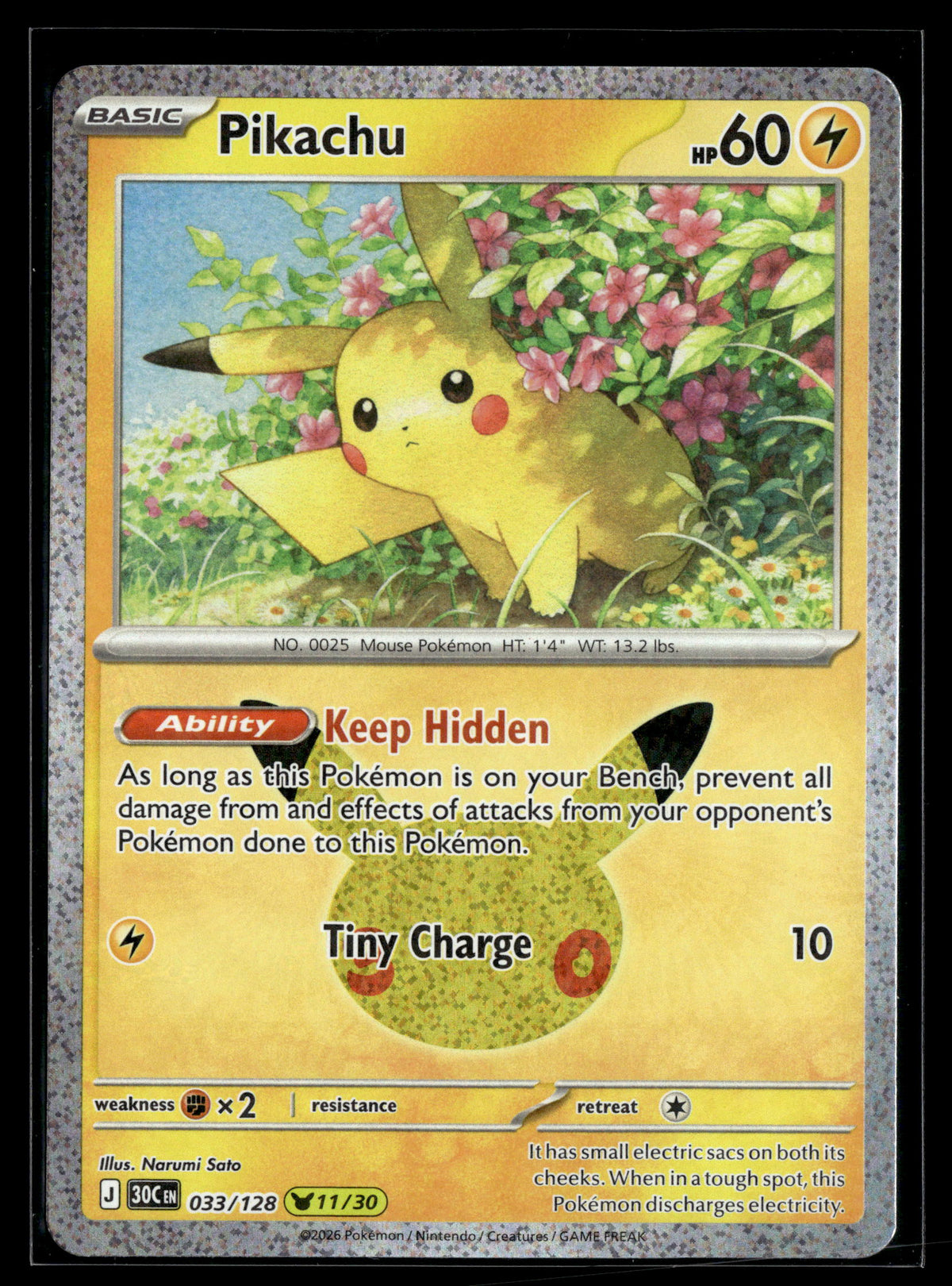 Pokemon tcg ME: 30th Celebration #033/128 Pikachu