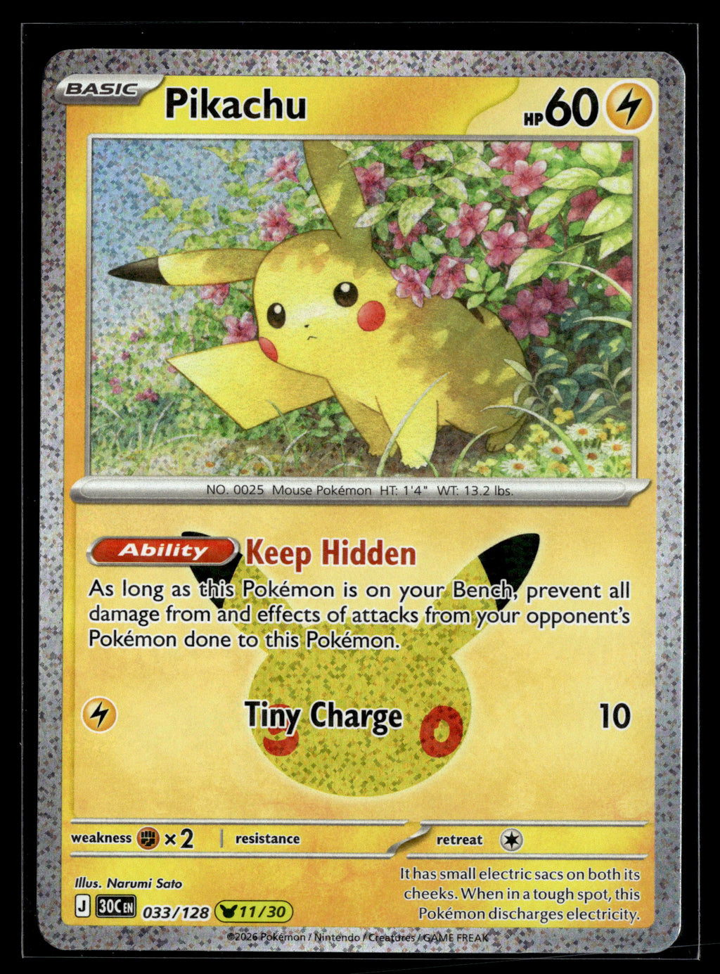 Pokemon tcg ME: 30th Celebration #033/128 Pikachu