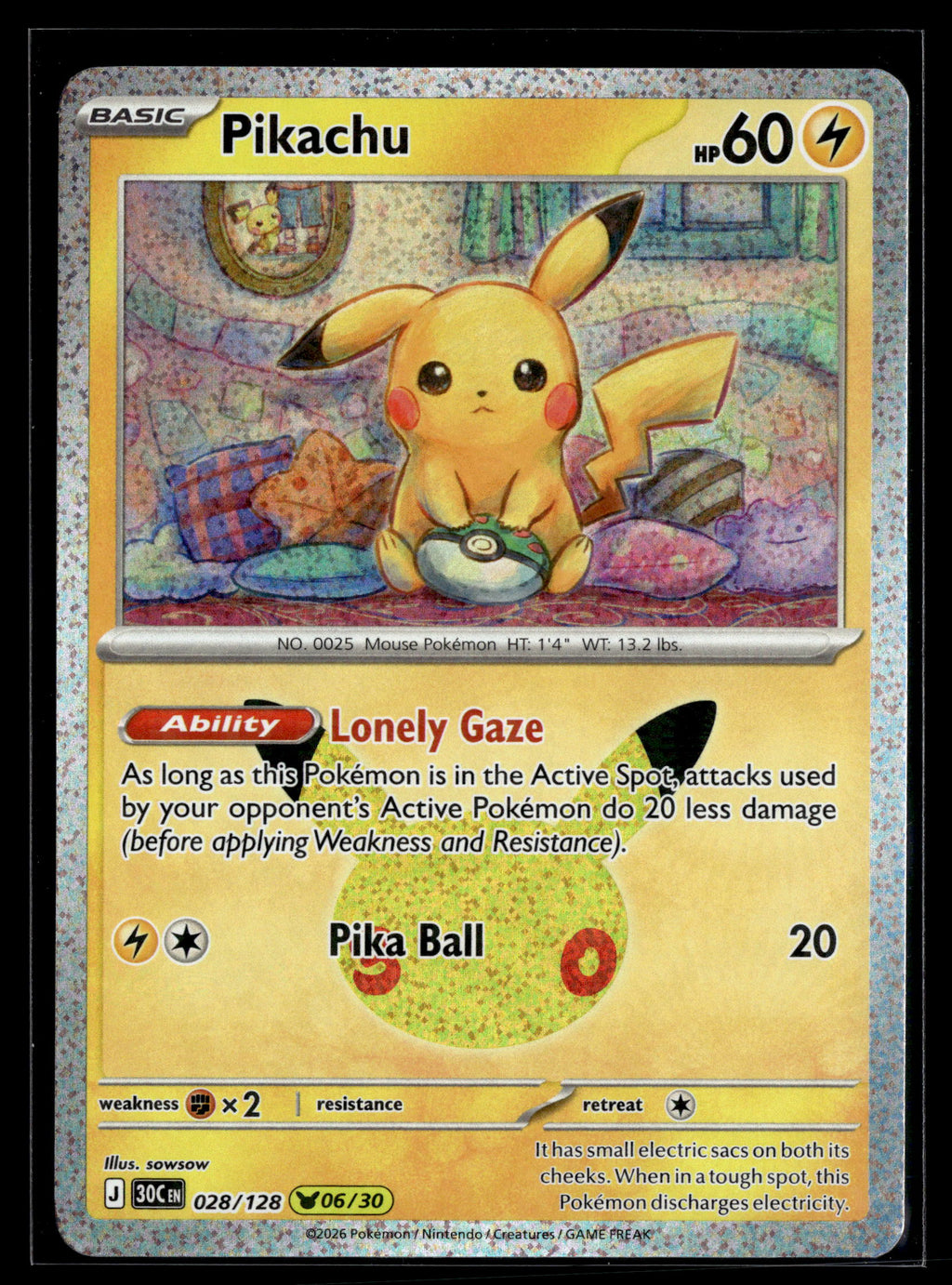 Pokemon tcg ME: 30th Celebration #028/128 Pikachu