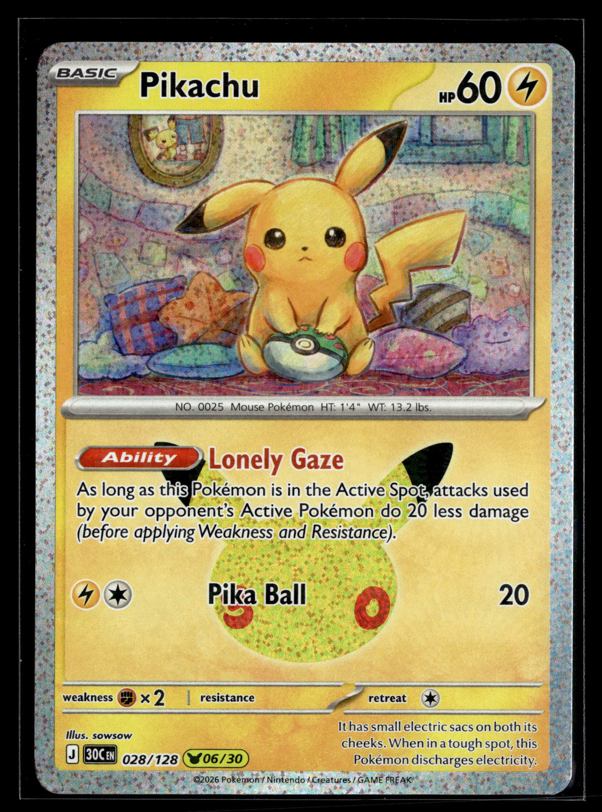 Pokemon tcg ME: 30th Celebration #028/128 Pikachu