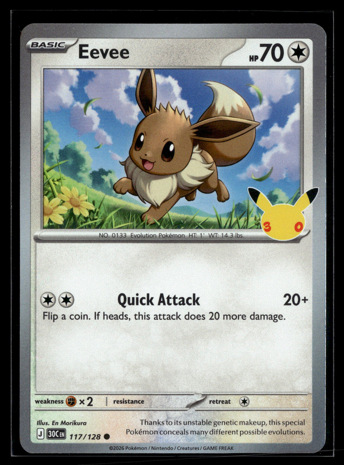 Pokemon tcg ME: 30th Celebration #117/128 Eevee