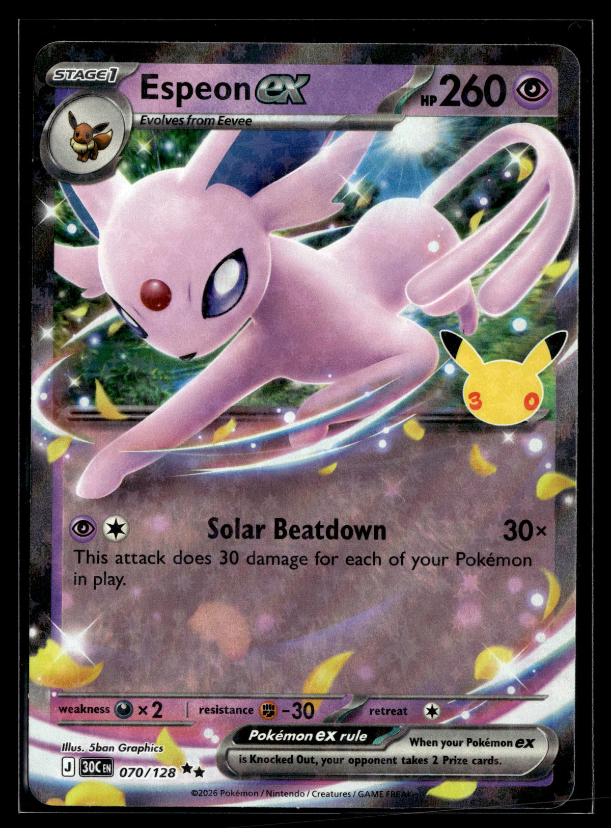 Pokemon tcg ME: 30th Celebration #070/128 Espeon ex