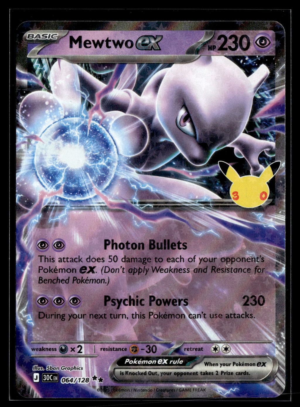 Pokemon tcg ME: 30th Celebration #064/128 Mewtwo ex