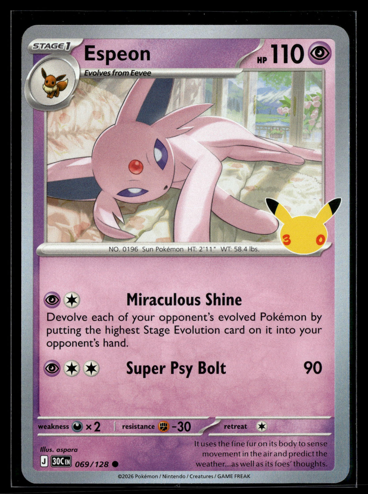 Pokemon tcg ME: 30th Celebration #069/128 Espeon