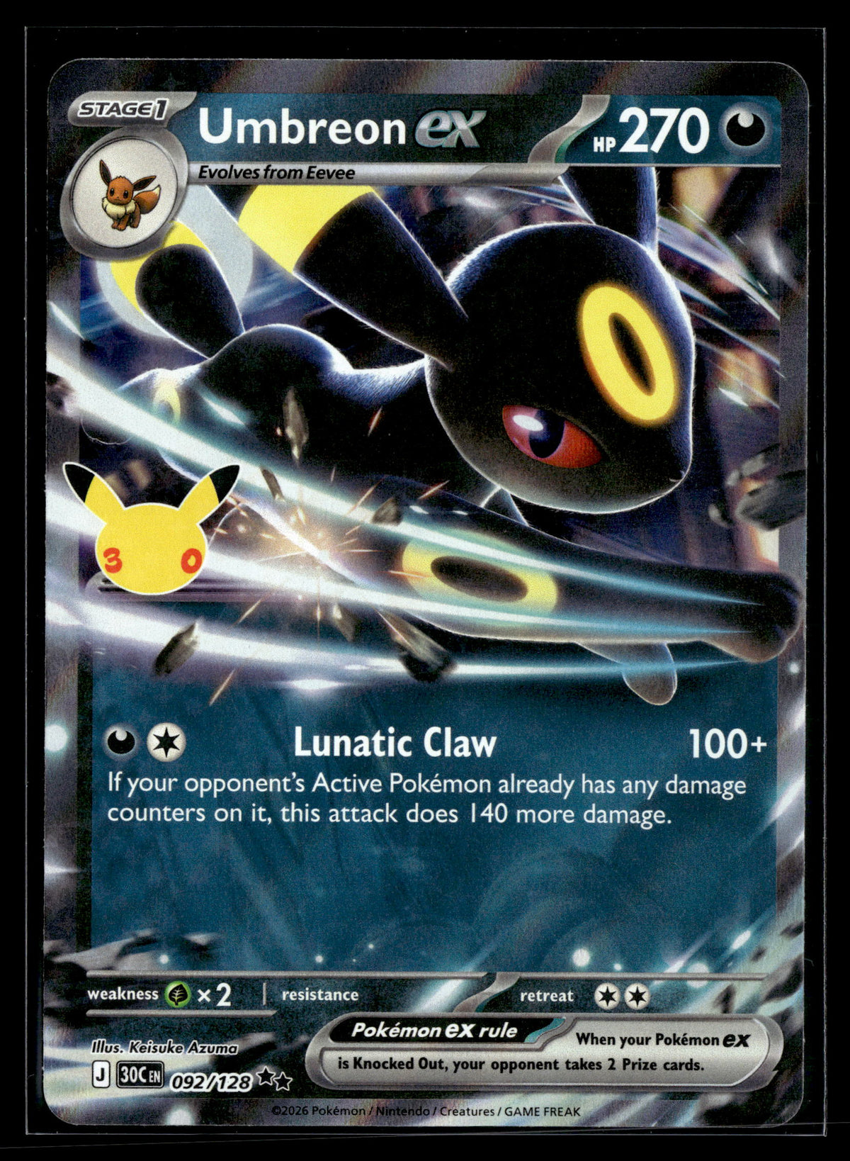 Pokemon tcg ME: 30th Celebration #092/128 Umbreon ex