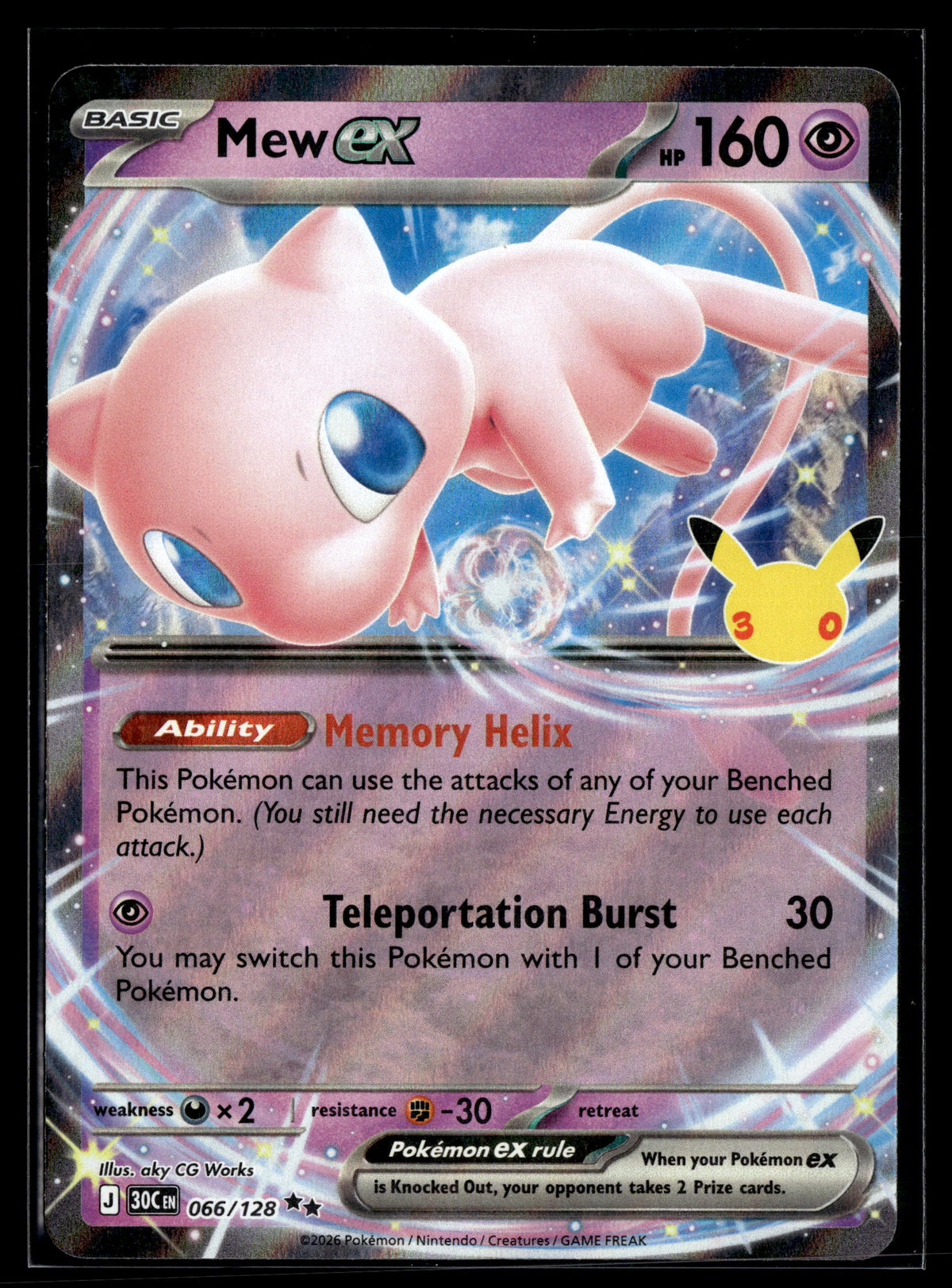 Pokemon tcg ME: 30th Celebration #066/128 Mew ex