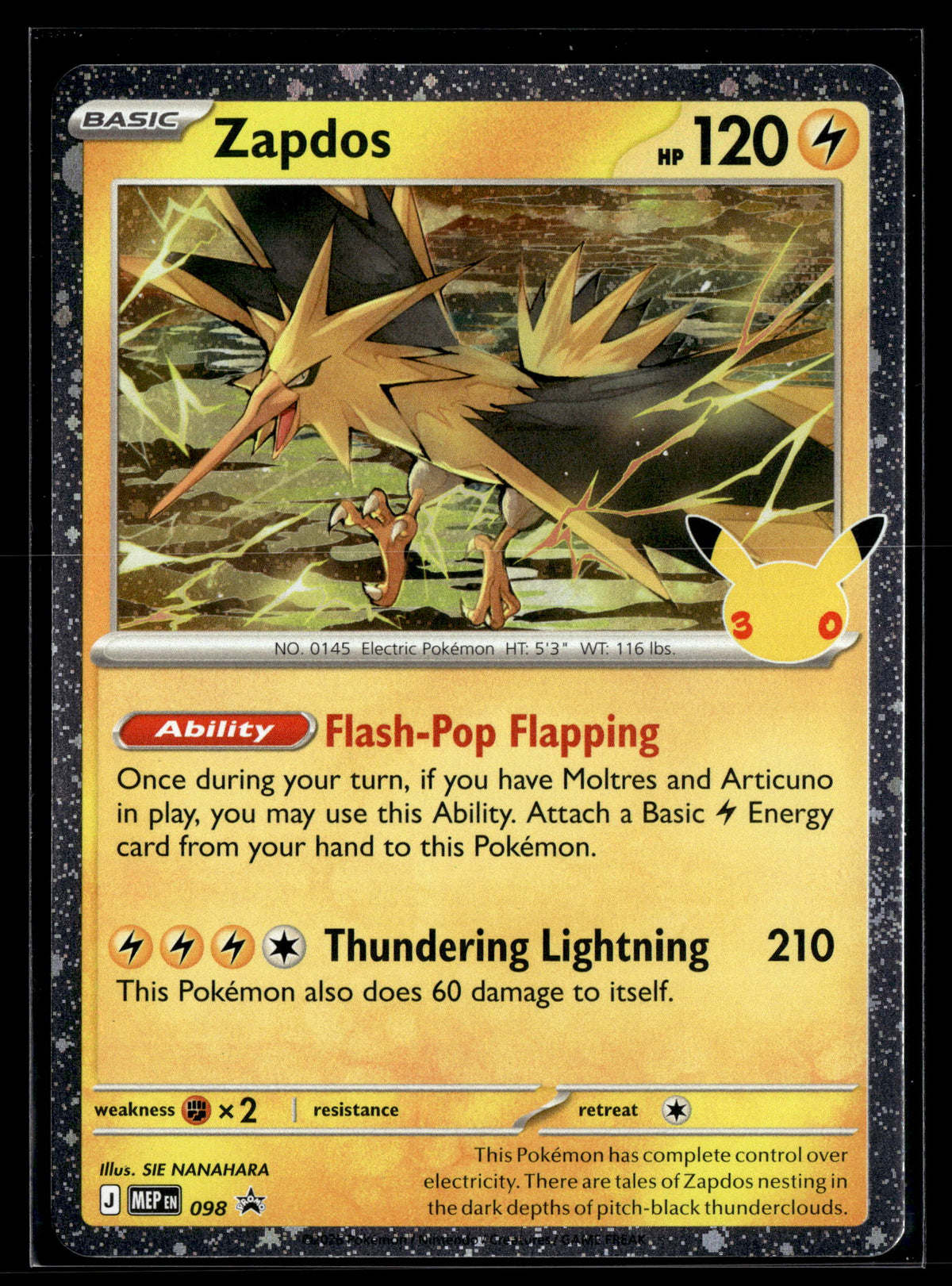 Pokemon tcg ME: 30th Celebration #098 Zapdos