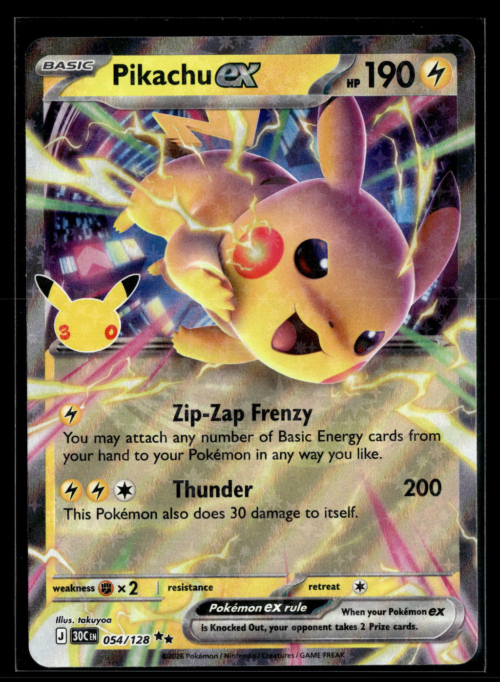 Pokemon tcg ME: 30th Celebration #054/128 Pikachu ex