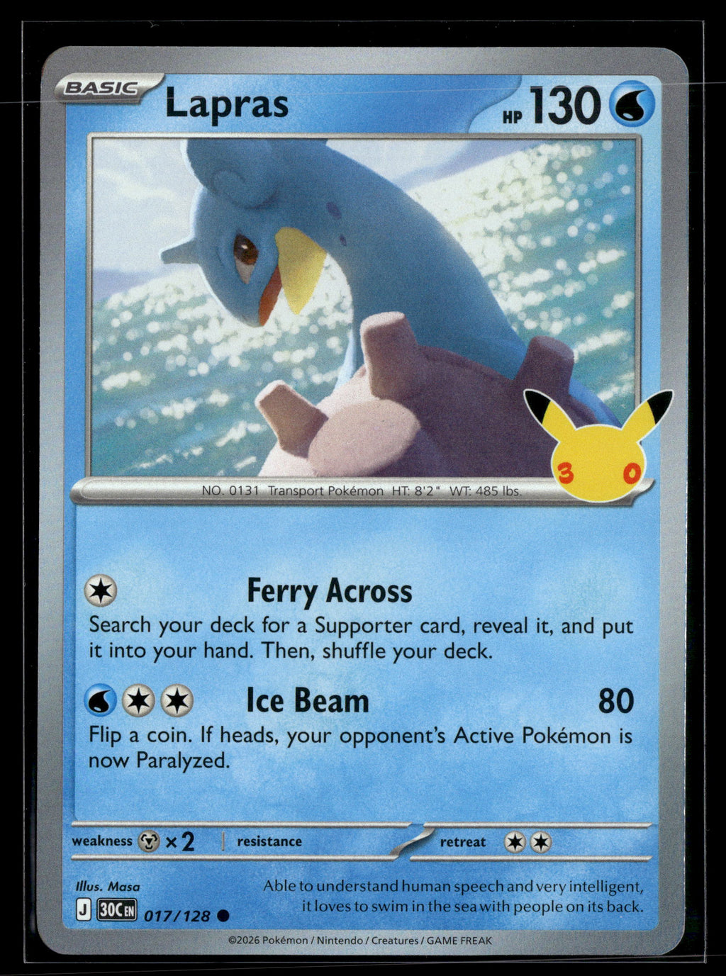 Pokemon tcg ME: 30th Celebration #017/128 Lapras